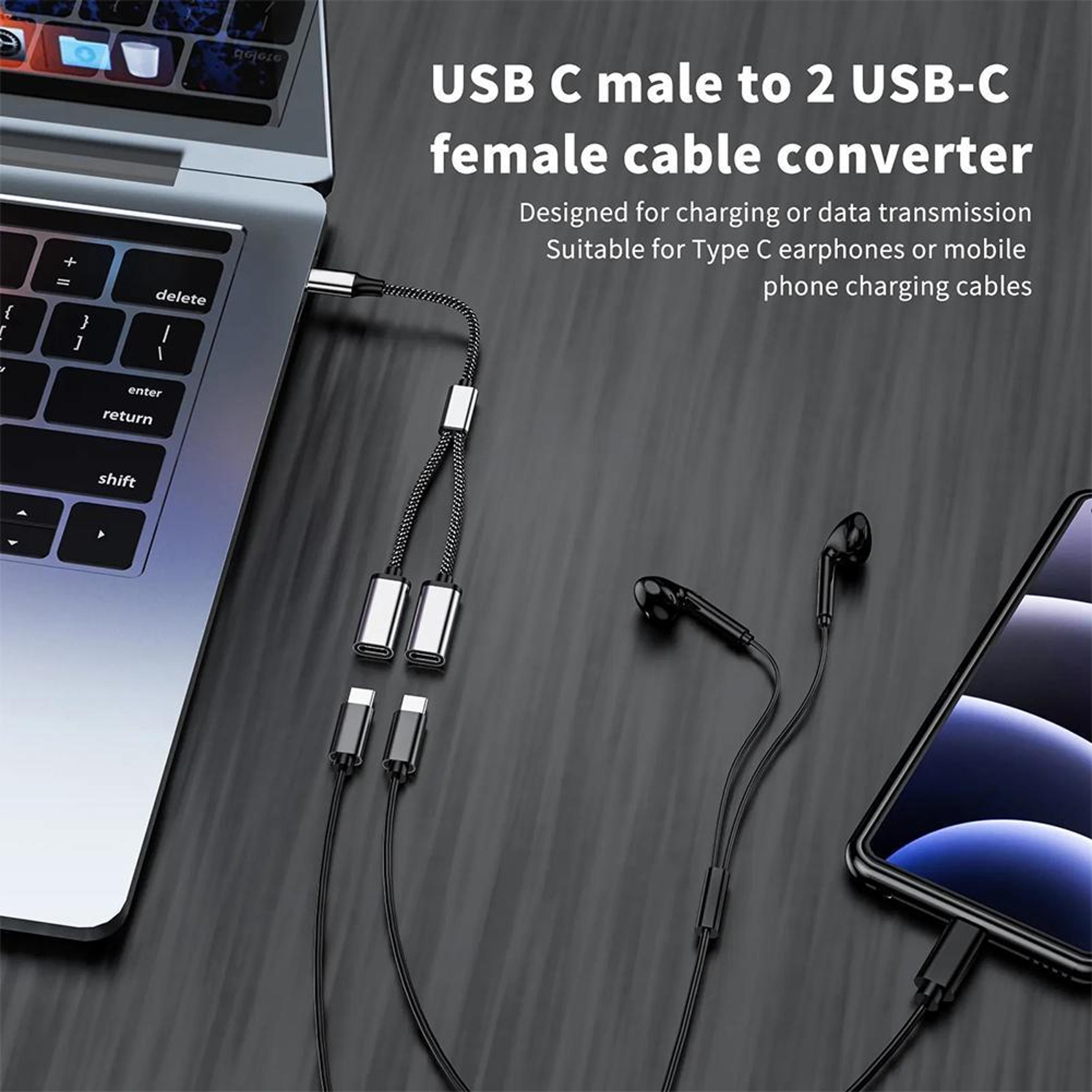 TypeC Hub One To Two Type C Splitter For Mobile Phone Tablet Computer PC Accessories For Easy Data  6