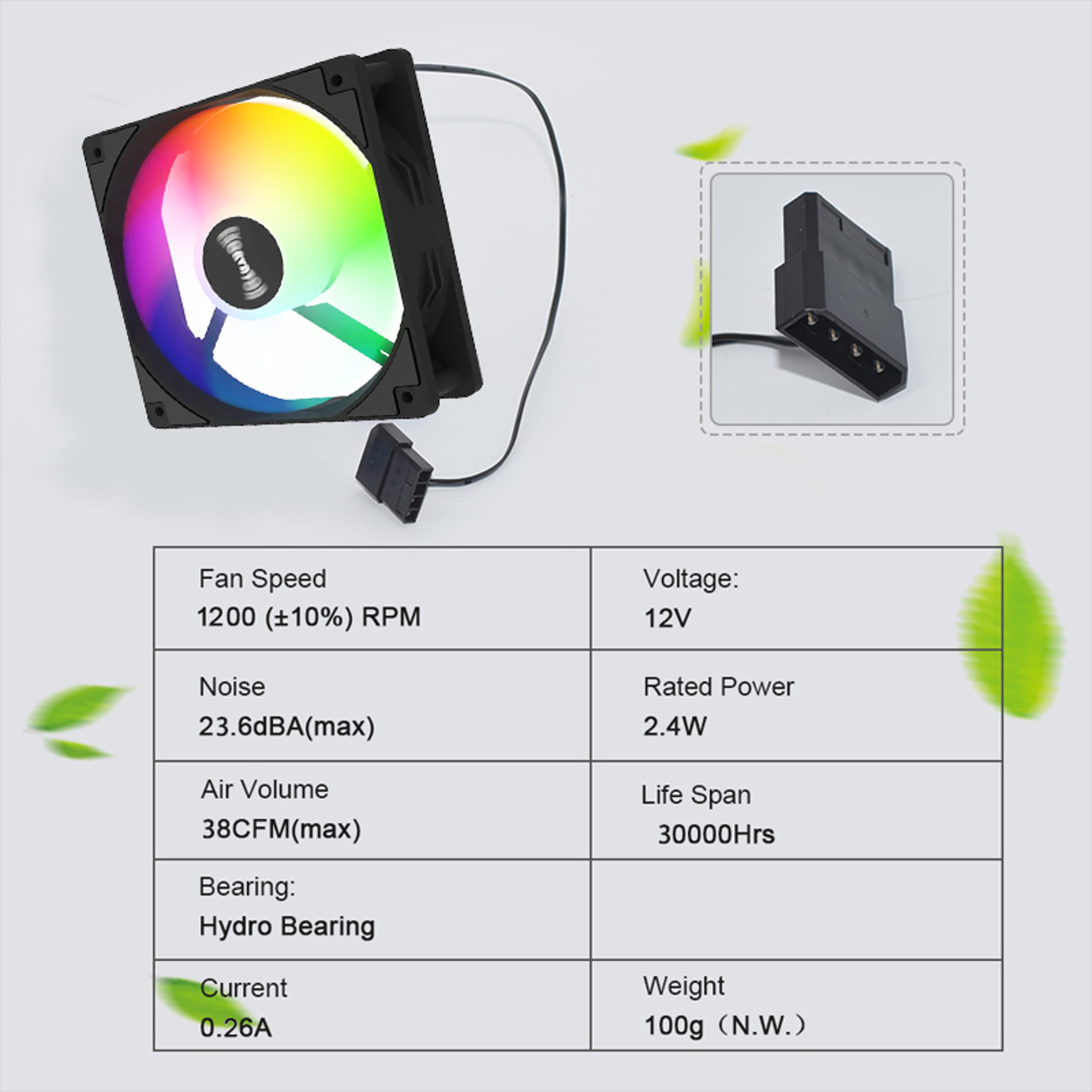 HighPerformance 12V RGB PC Cooling Fan Efficient Case Air Cooling System For Computer 2
