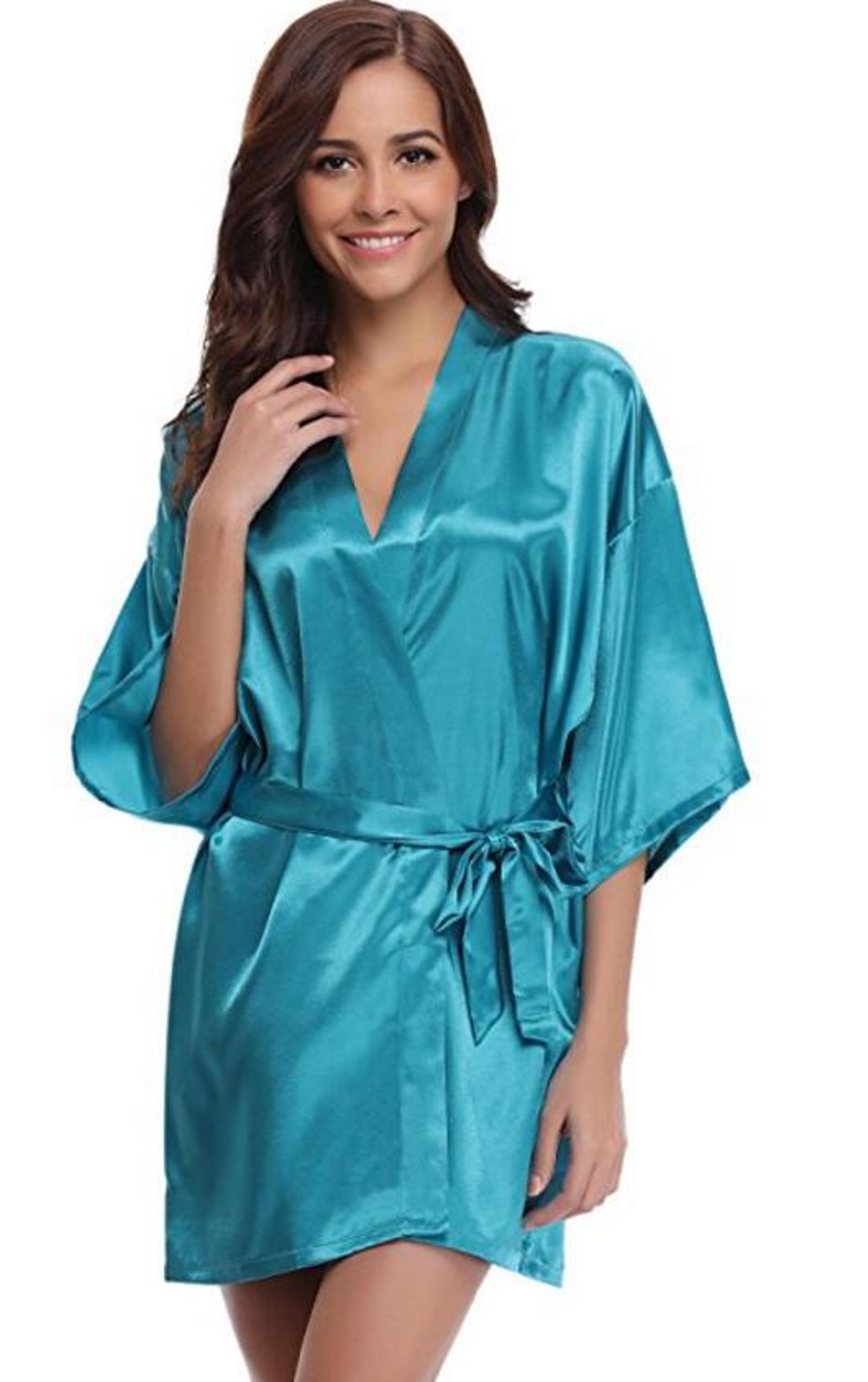 Sexy Navy Blue Robes Satin Women Silk Bridesmaid Robes New Silk Kimono Robe Bathrobe Ladies Dressin 11