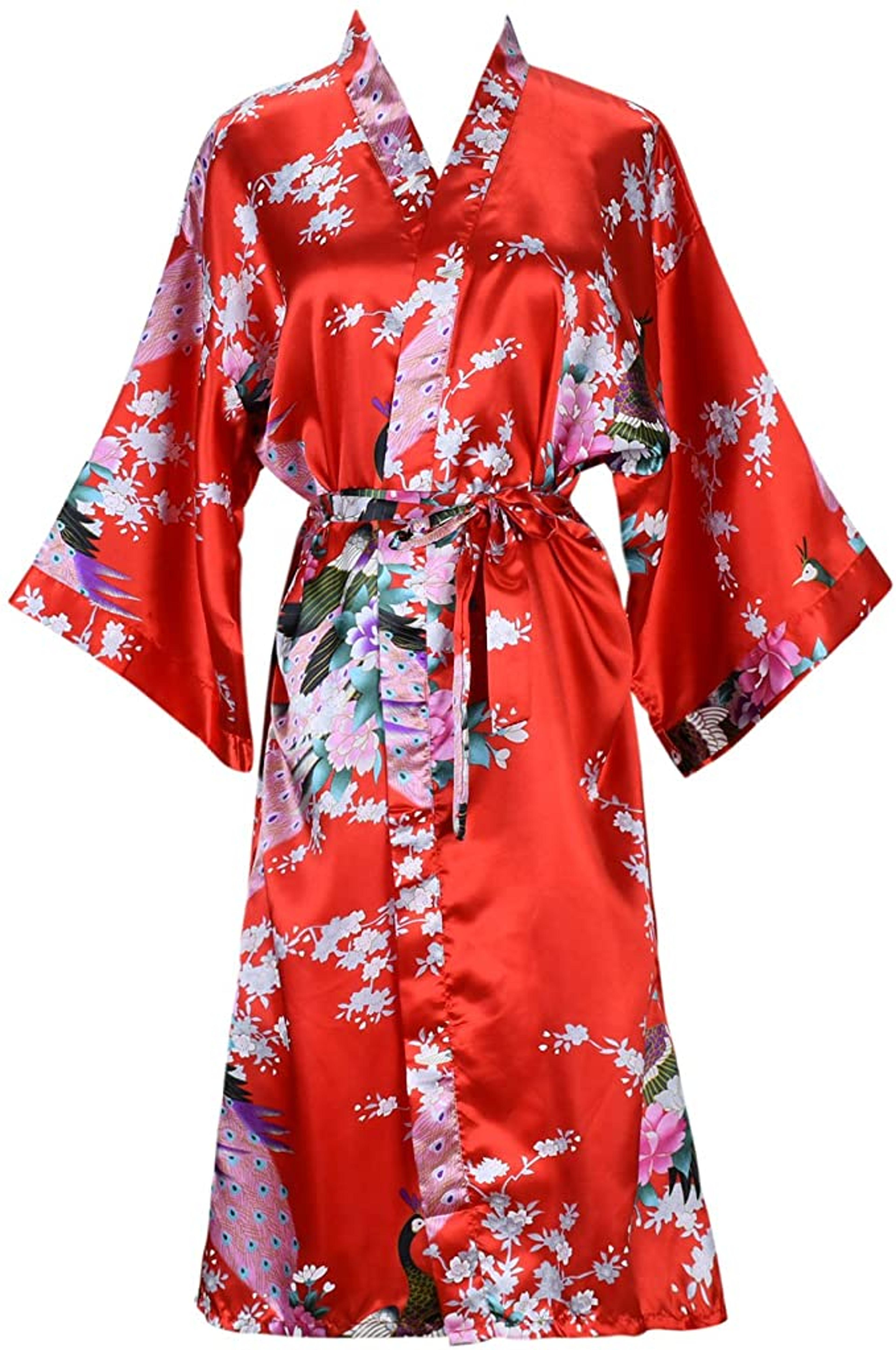 Bridesmaid Robe Silk Satin Wedding Bride Bathrobe Floral Short Kimono Night Robe Fashion Dressing G