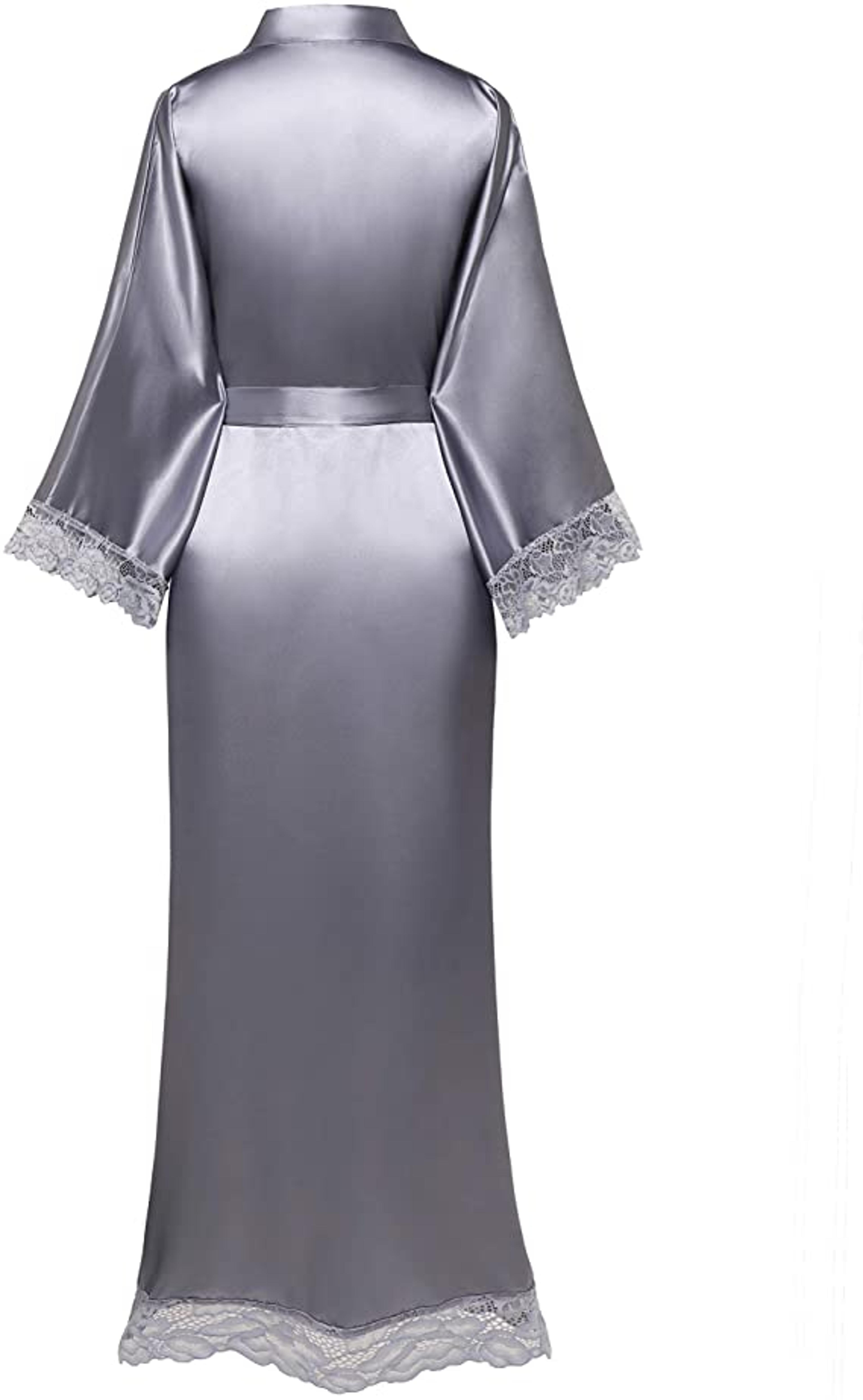Bridesmaid Bride Robes New Silk Satin Lace Robes Wedding Long Robe Womens Bathrobe 9