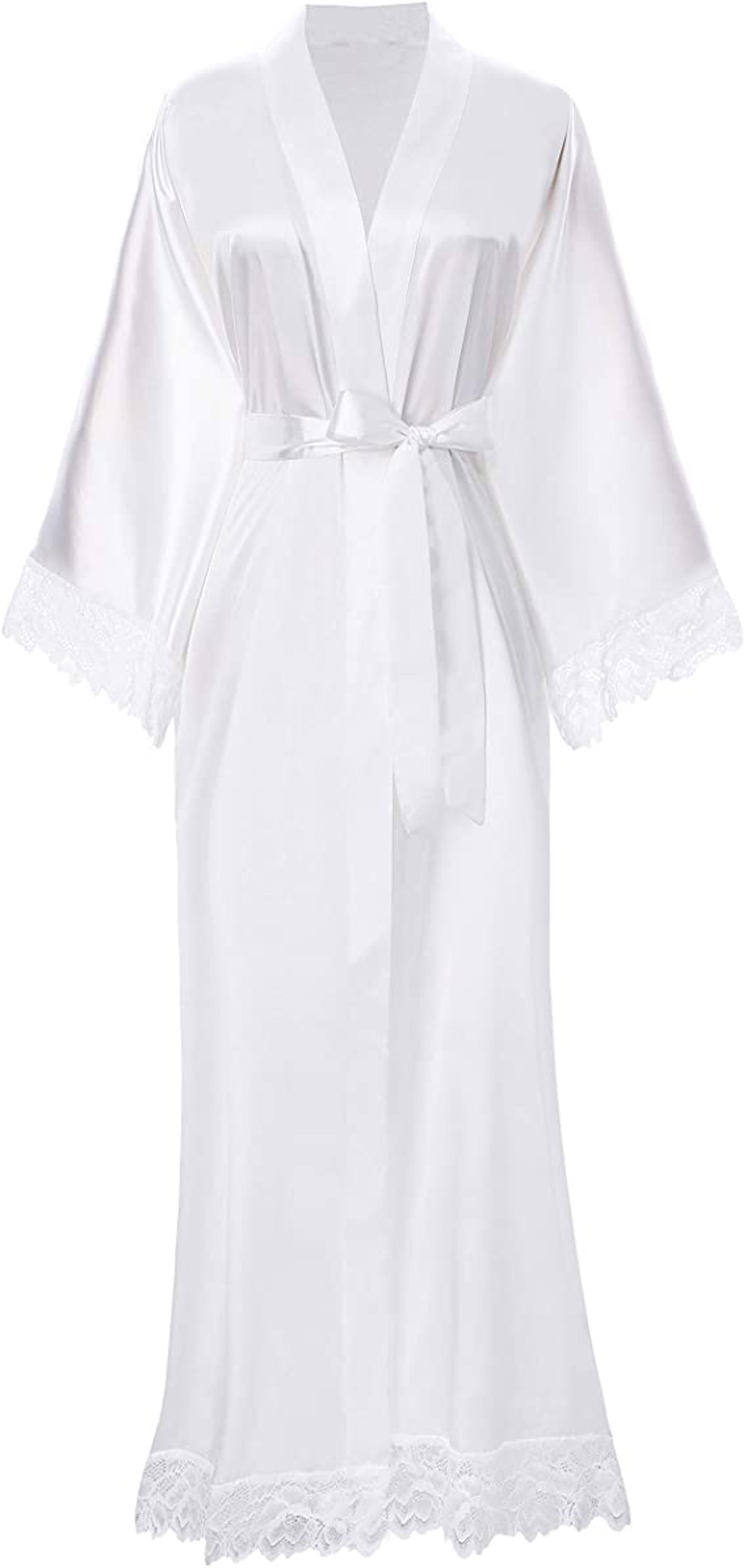 Bridesmaid Bride Robes New Silk Satin Lace Robes Wedding Long Robe Womens Bathrobe 2