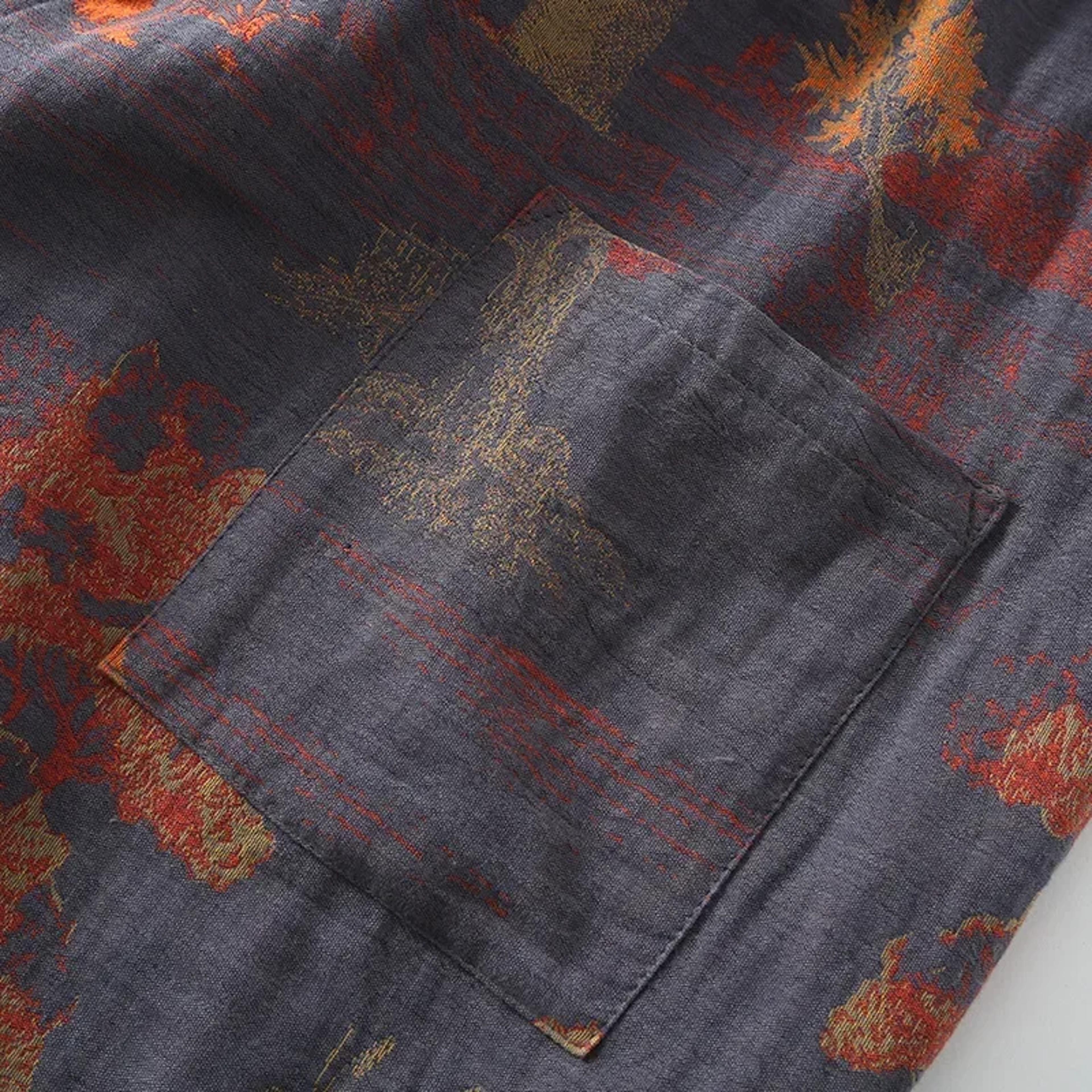 Cotton Kimono Pajamas Robes For Spring Mens Oversized Bathrobe Jacquard Printed Roomwear Medium Len 5
