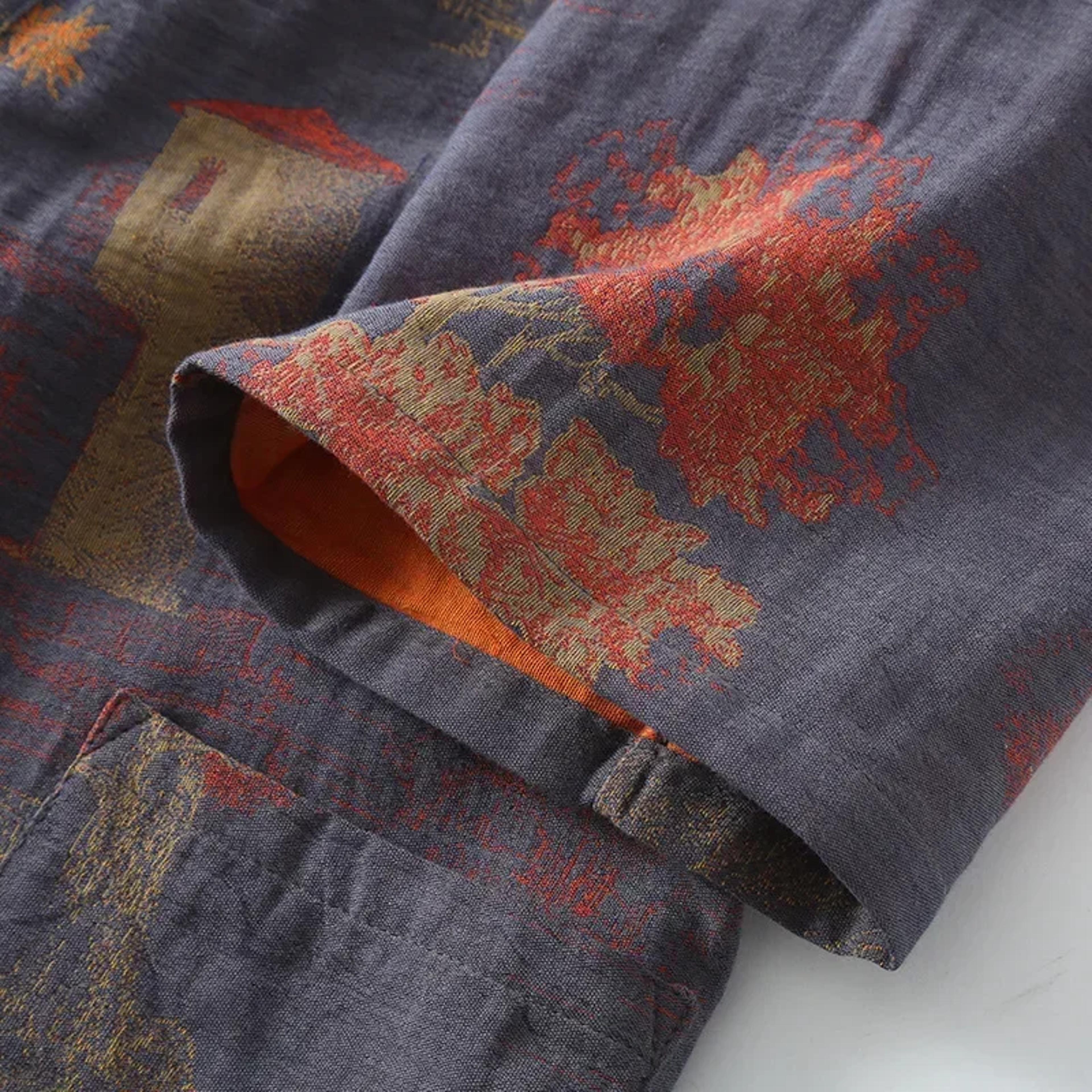Cotton Kimono Pajamas Robes For Spring Mens Oversized Bathrobe Jacquard Printed Roomwear Medium Len 6