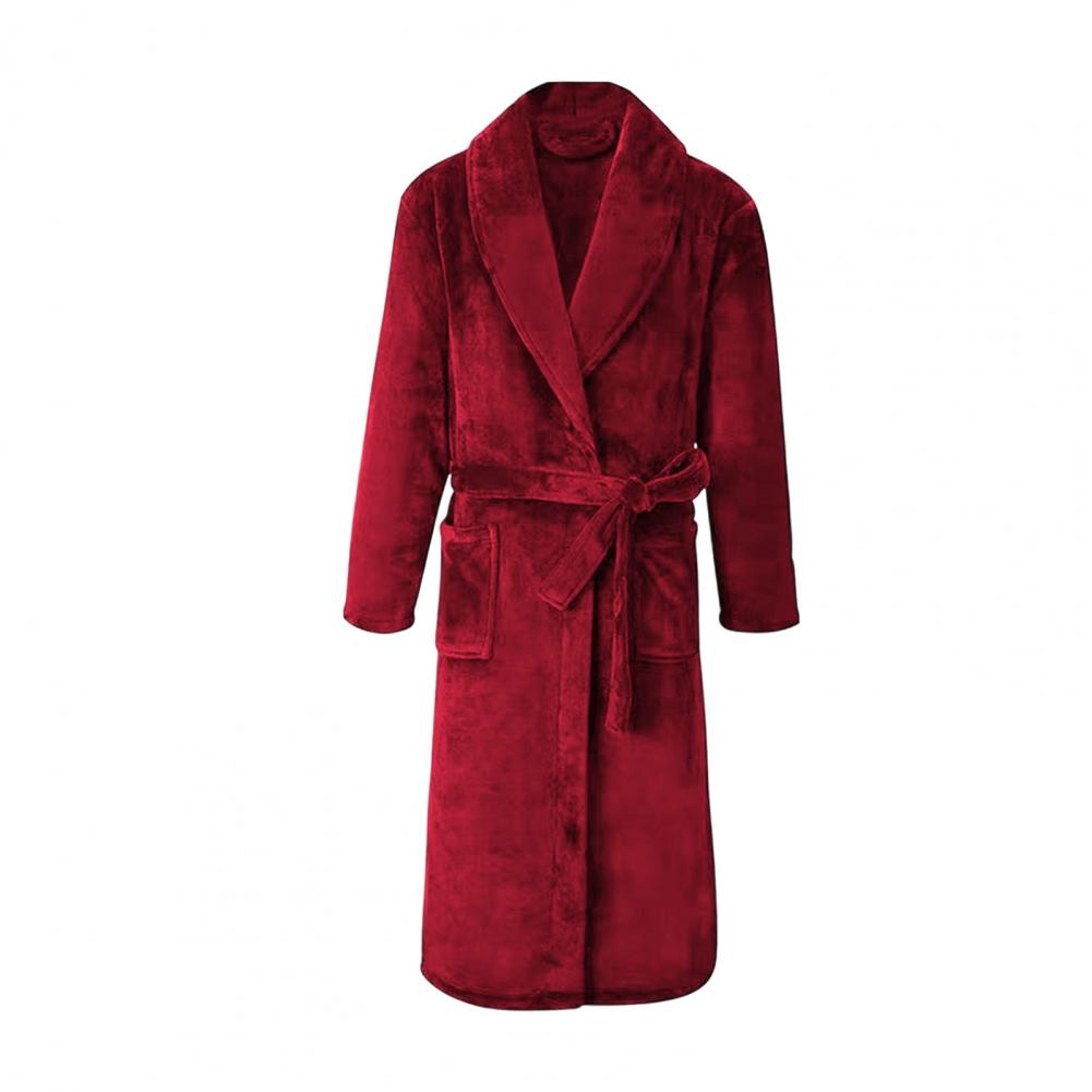 Men MediumLength Home Bathrobe Sleepwear Plush Flannel Winter Bathrobe With Belt Soft Bathrobe Lady 2