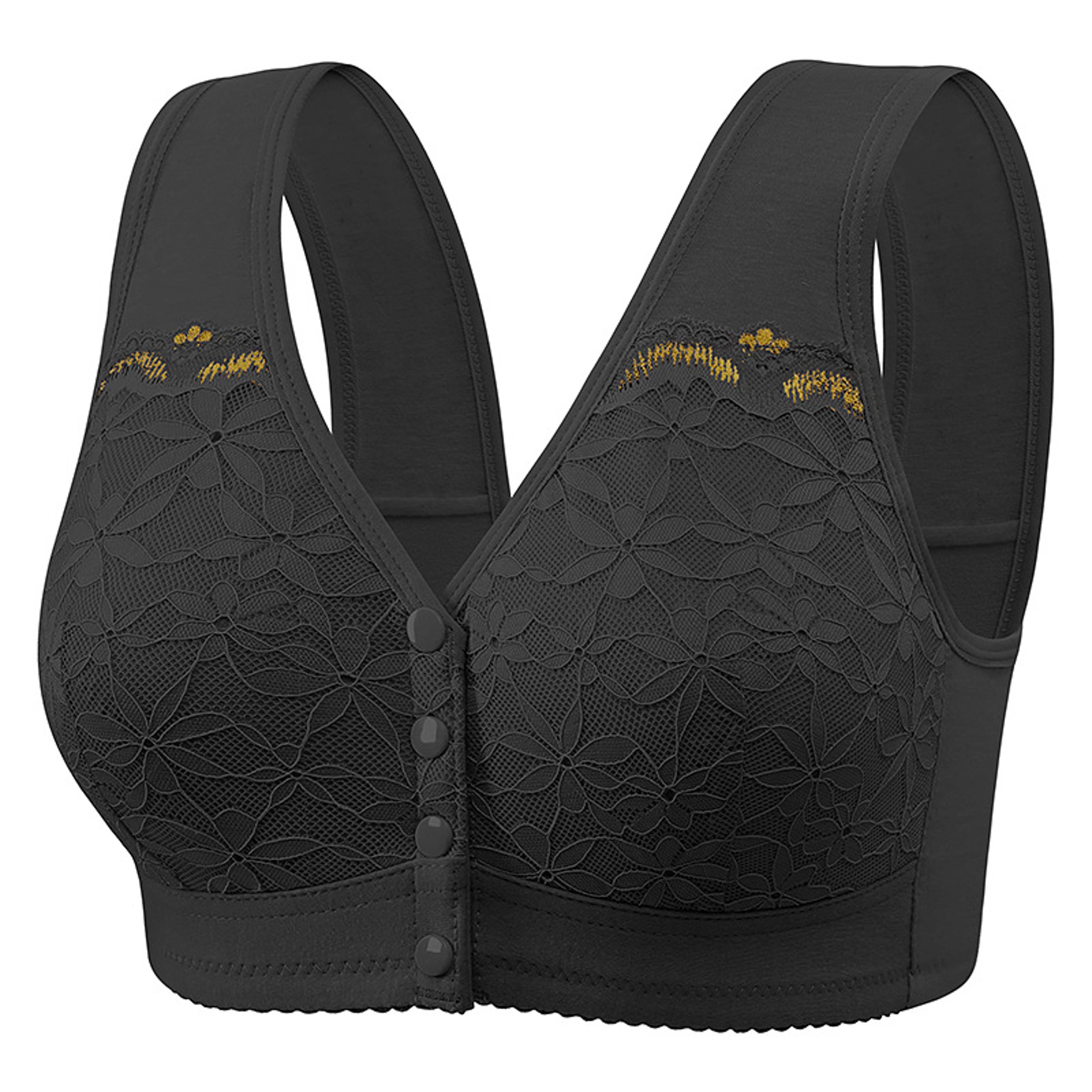 Comfortable Soft Cotton Bra Thin Cup Front Buckle Lace No Underwire Vest For Elderly Women Extra La 3