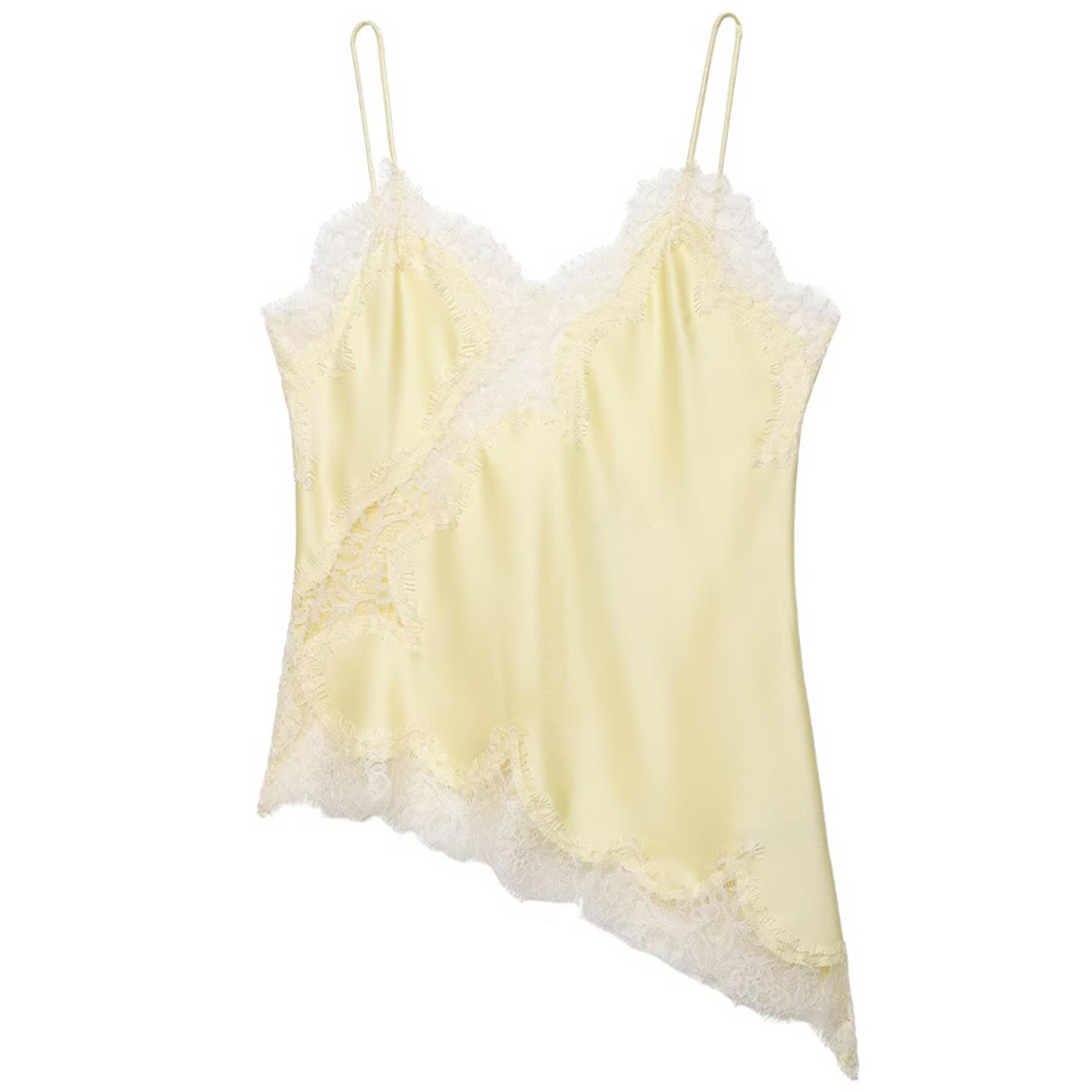 Sexy Asymmetrical Slip Lace Top Satin Off Shoulder Sleeveless Women Sexy Tanks  Cami 2