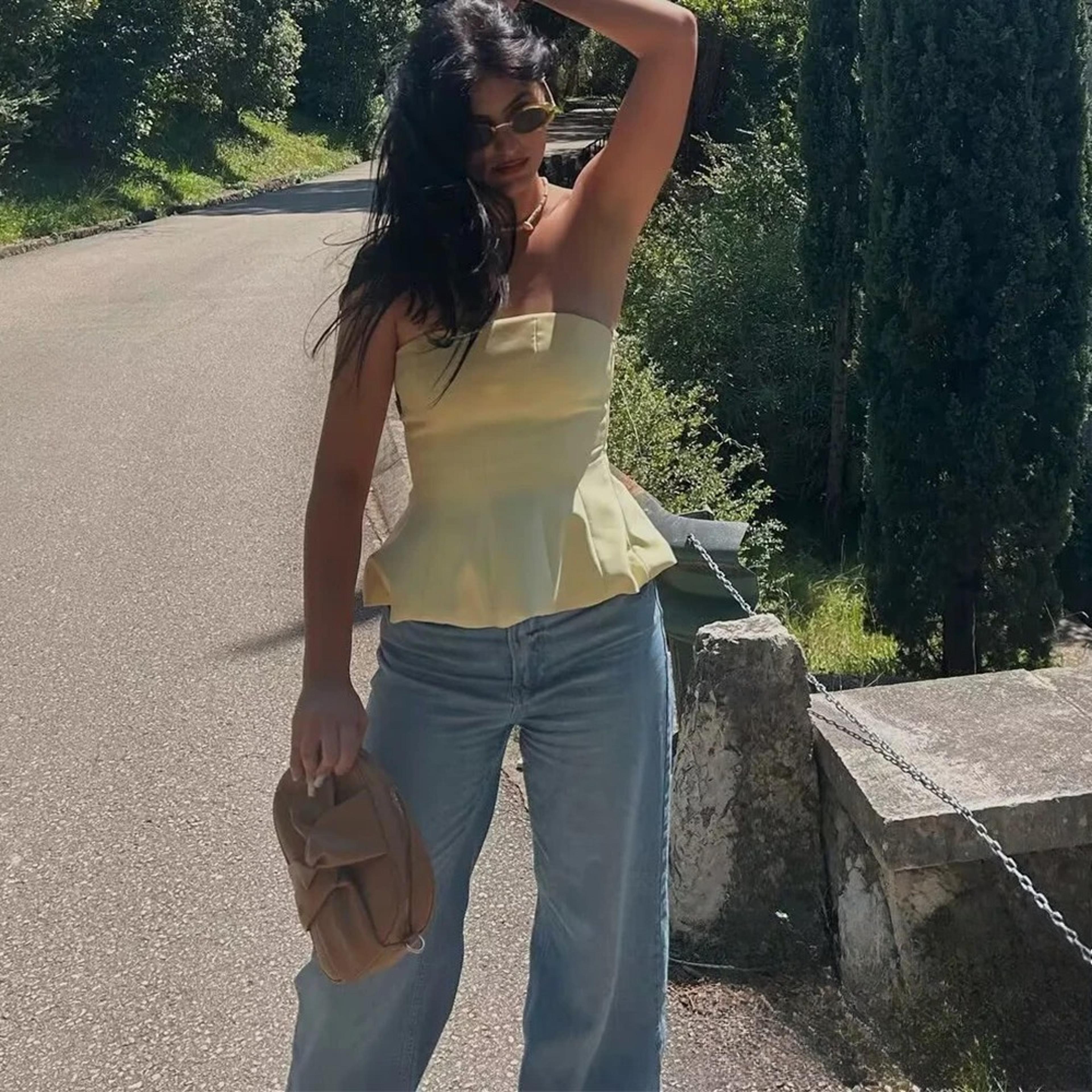 Sexy Butter Yellow Cami Ruffles Tube Top Summer Fashion For Women Strapless Streetwear Girl Tops Ho 7