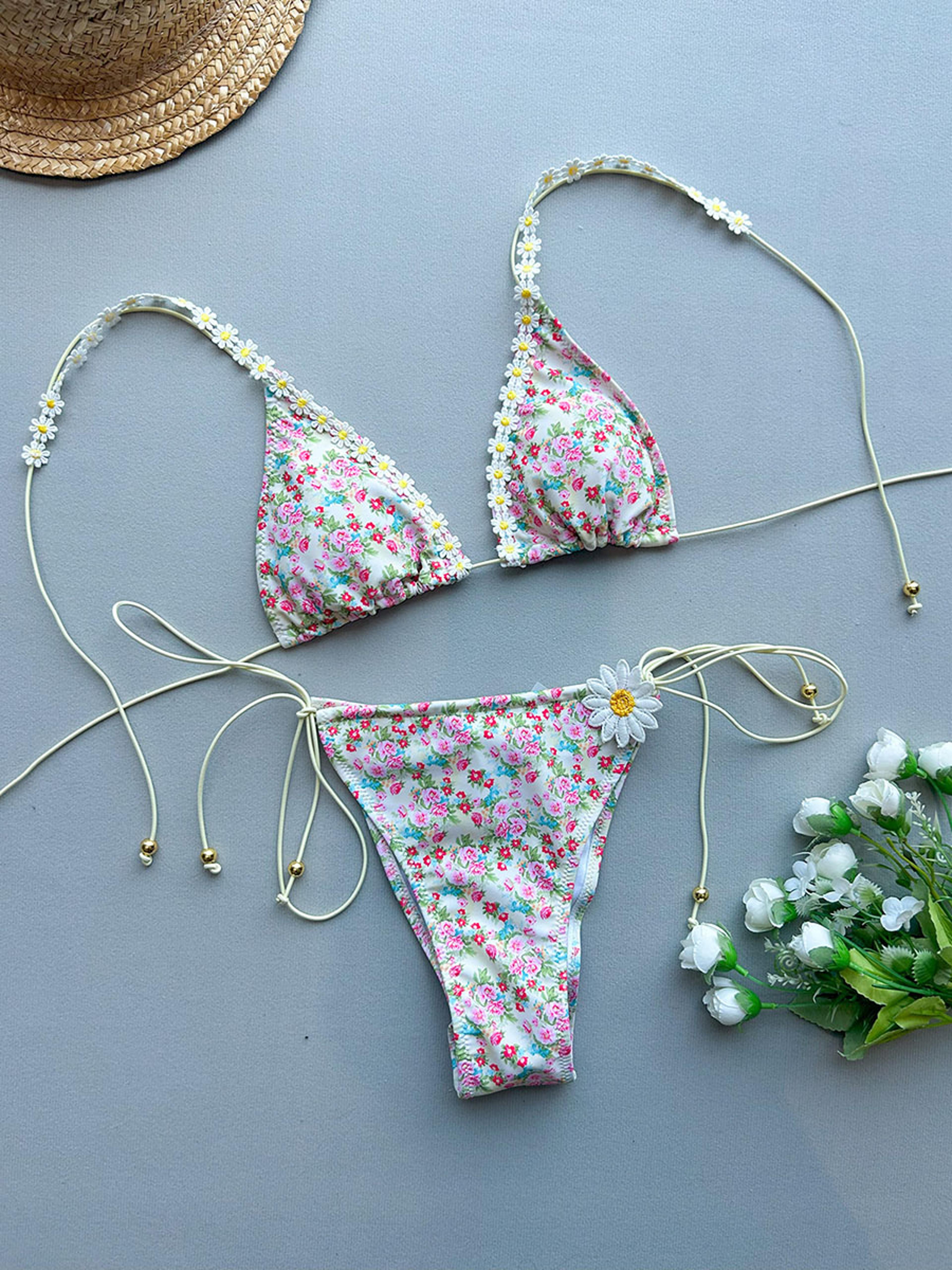 PushUp Micro Bikini Set For Women Lace Print HighCut Beachwear 4