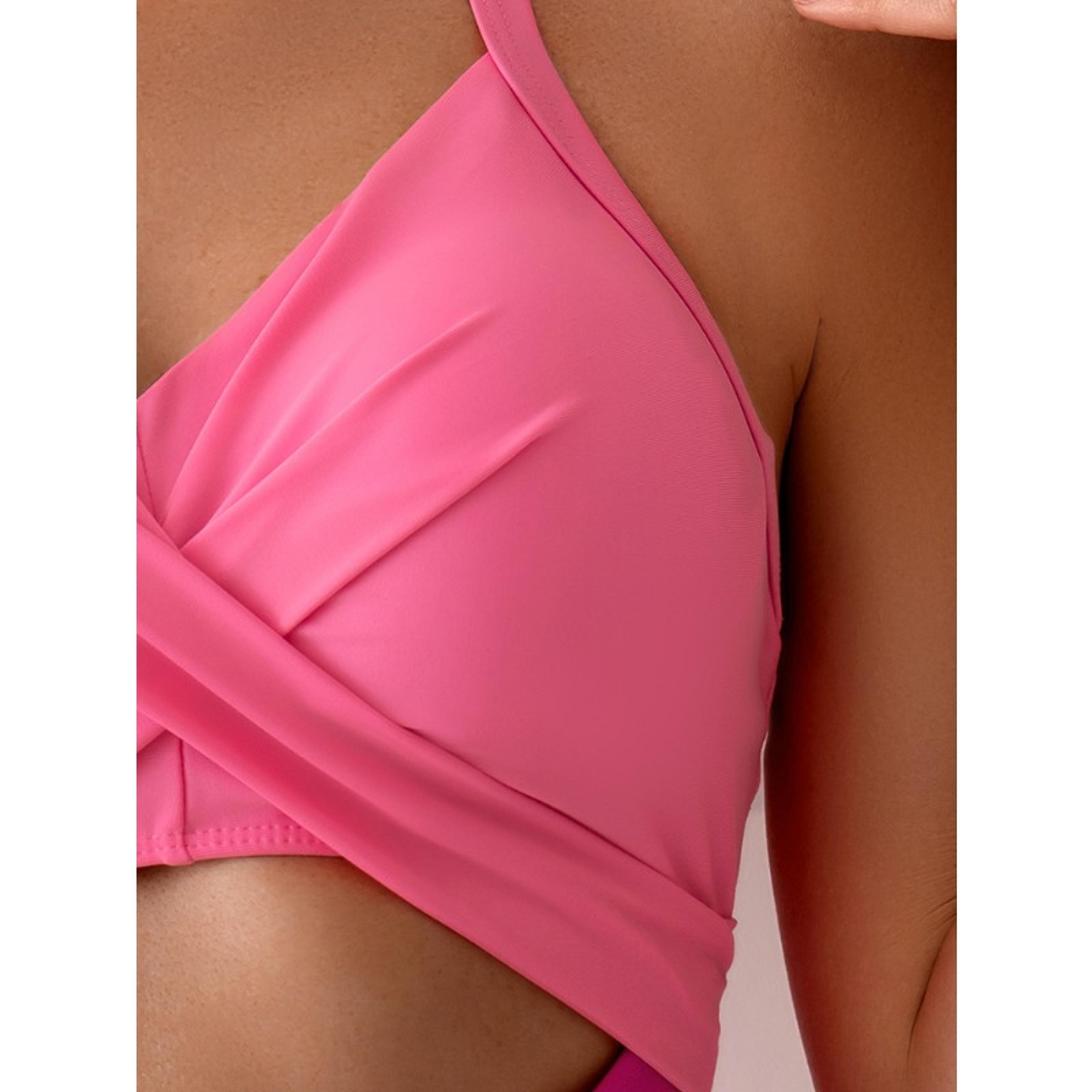 Fashion Cross Back Swimsuit Women Sexy Solid Jumpsuit Bikini Set Waist Hollowed Out Women Swimsuit 4