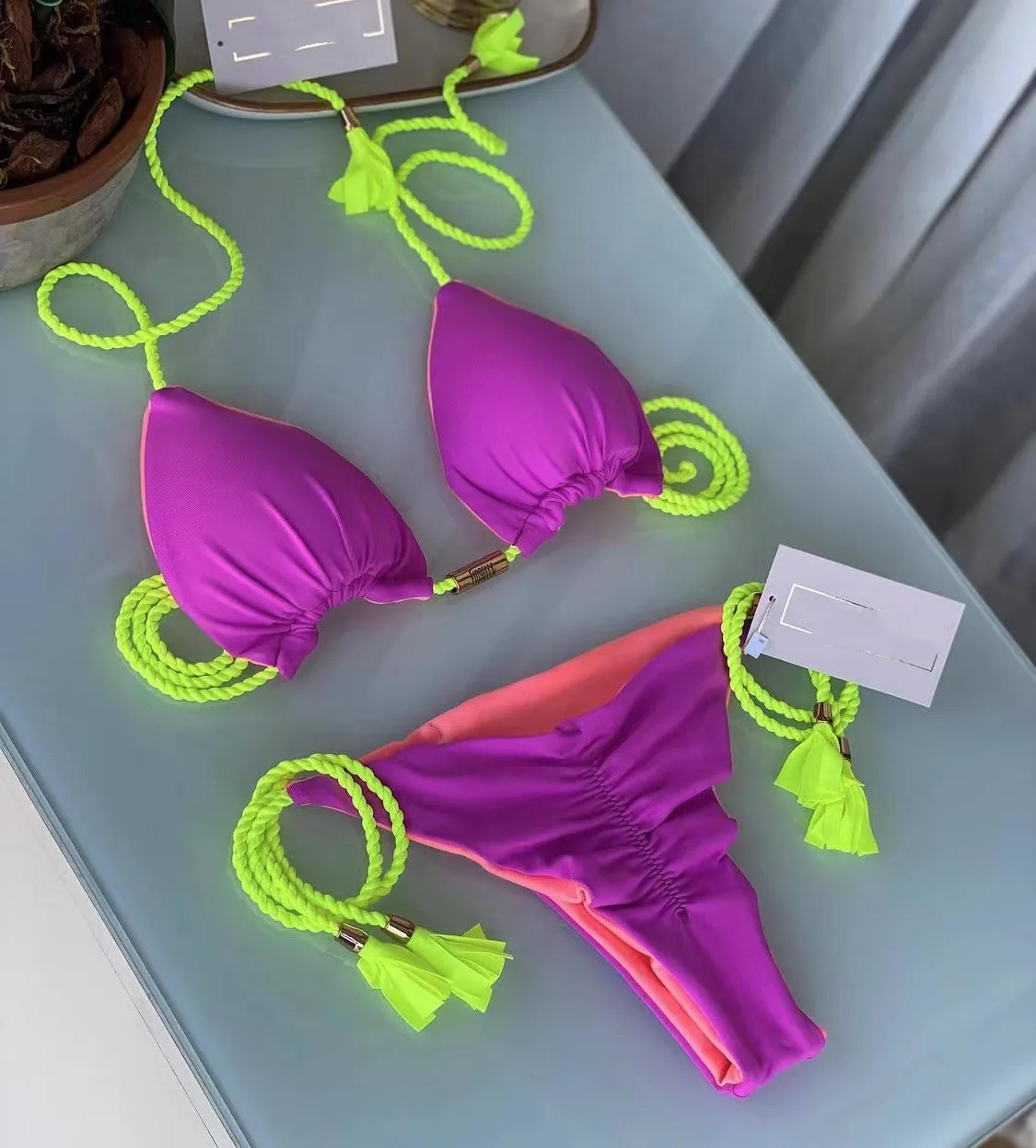 New Women Bikini Backless Rope Triangle Swimsuit Multicolor Stylish Beachwear 2