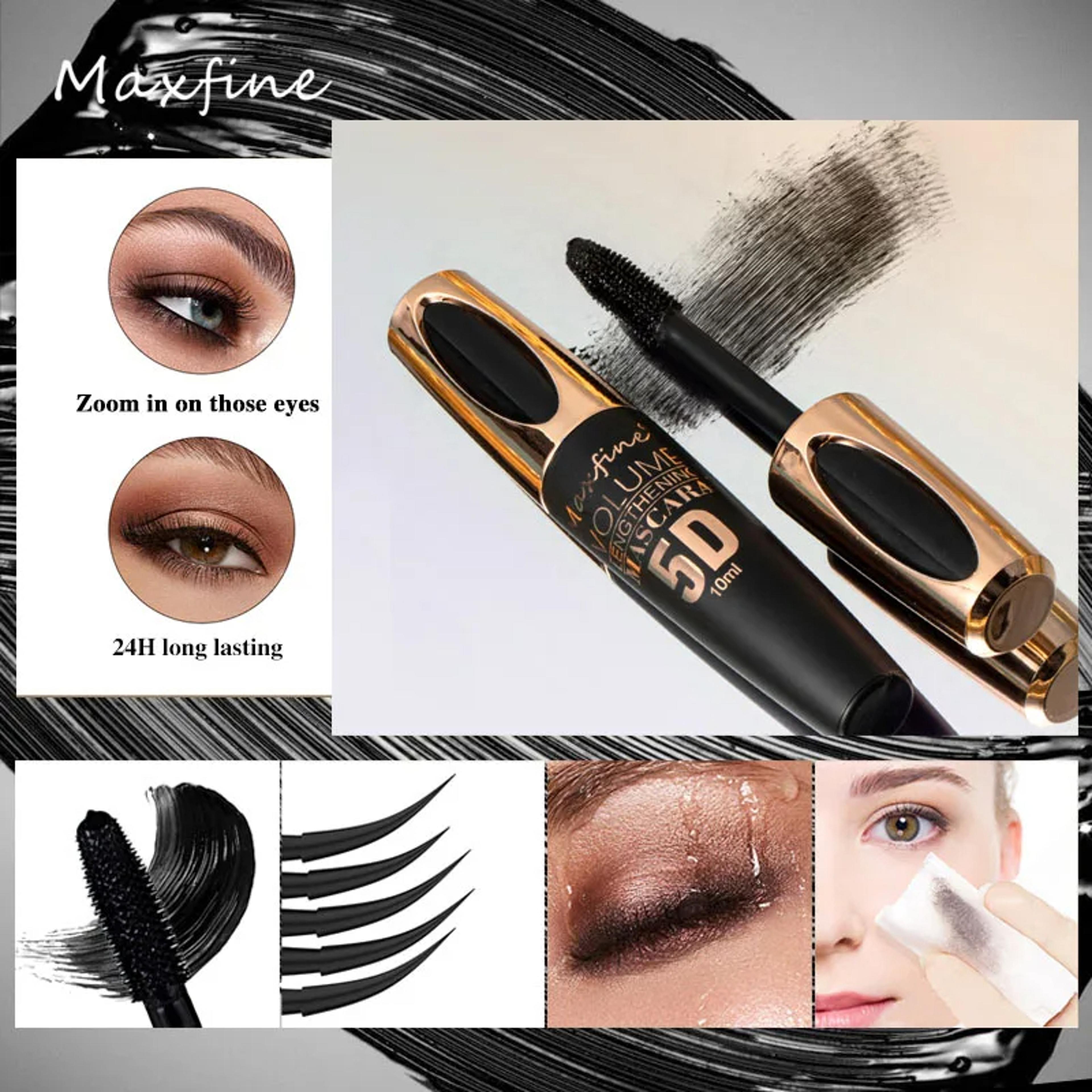 5D Silk Mascara with Big Eyes Silicone Brush Head Multicoloured Priming Waterproof Mascara Long Las