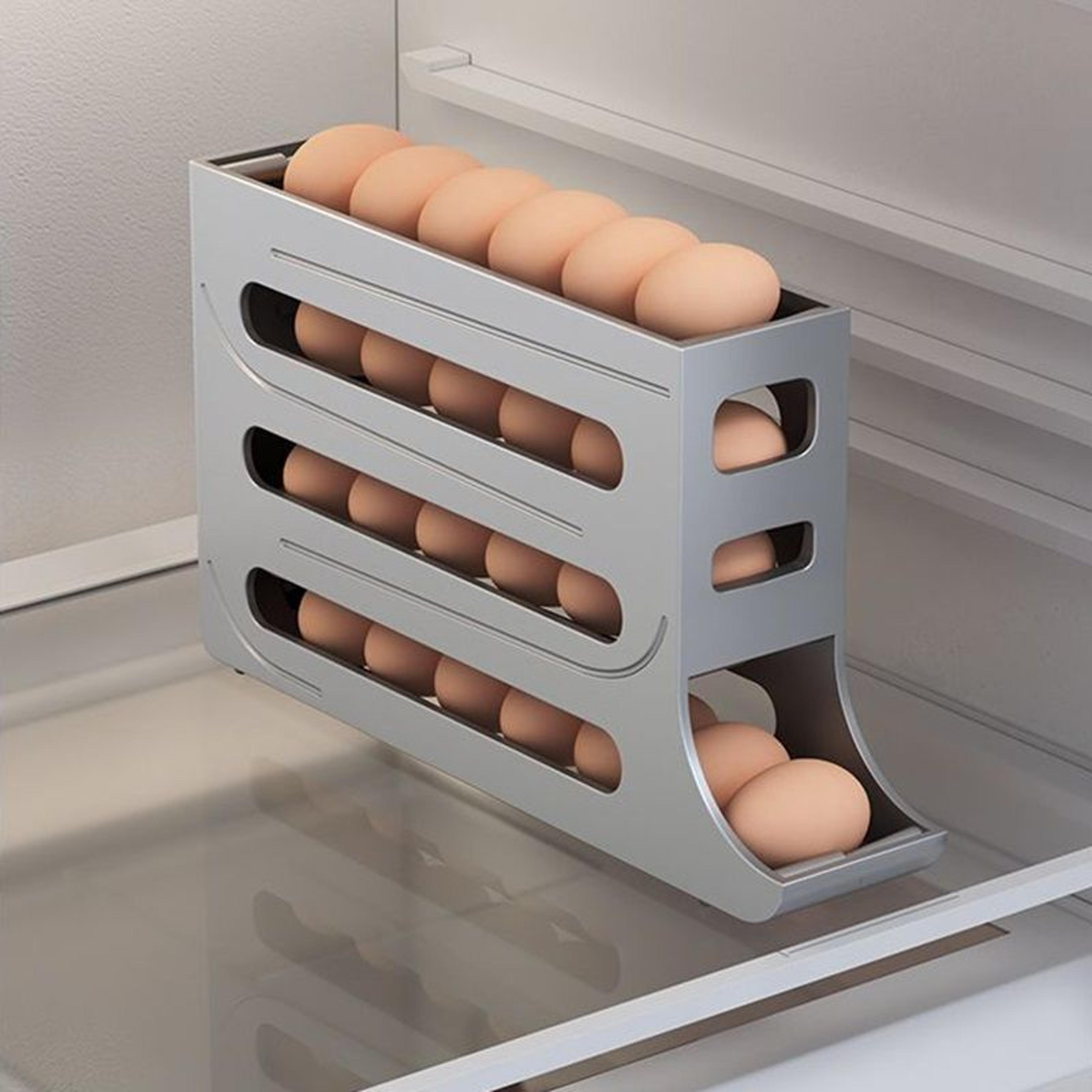 Kitchen Automatic Scrolling Egg Holder SpaceSaving 4Tier Egg Storage Box for Refrigerator