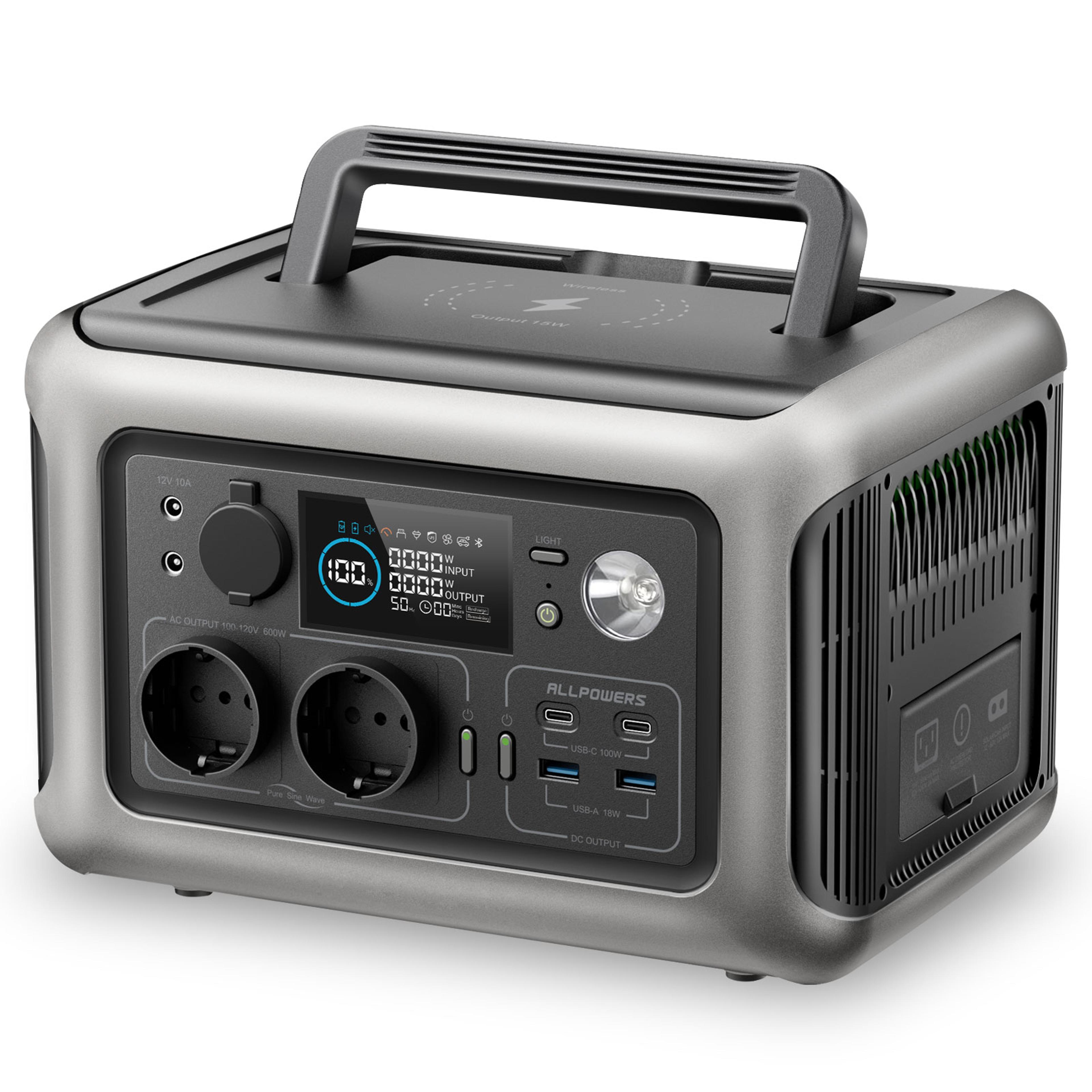 POWERS R600 Portable Generator 600W Power Station With AC Outlets 299Wh LiFePO4 Battery For Camping 6