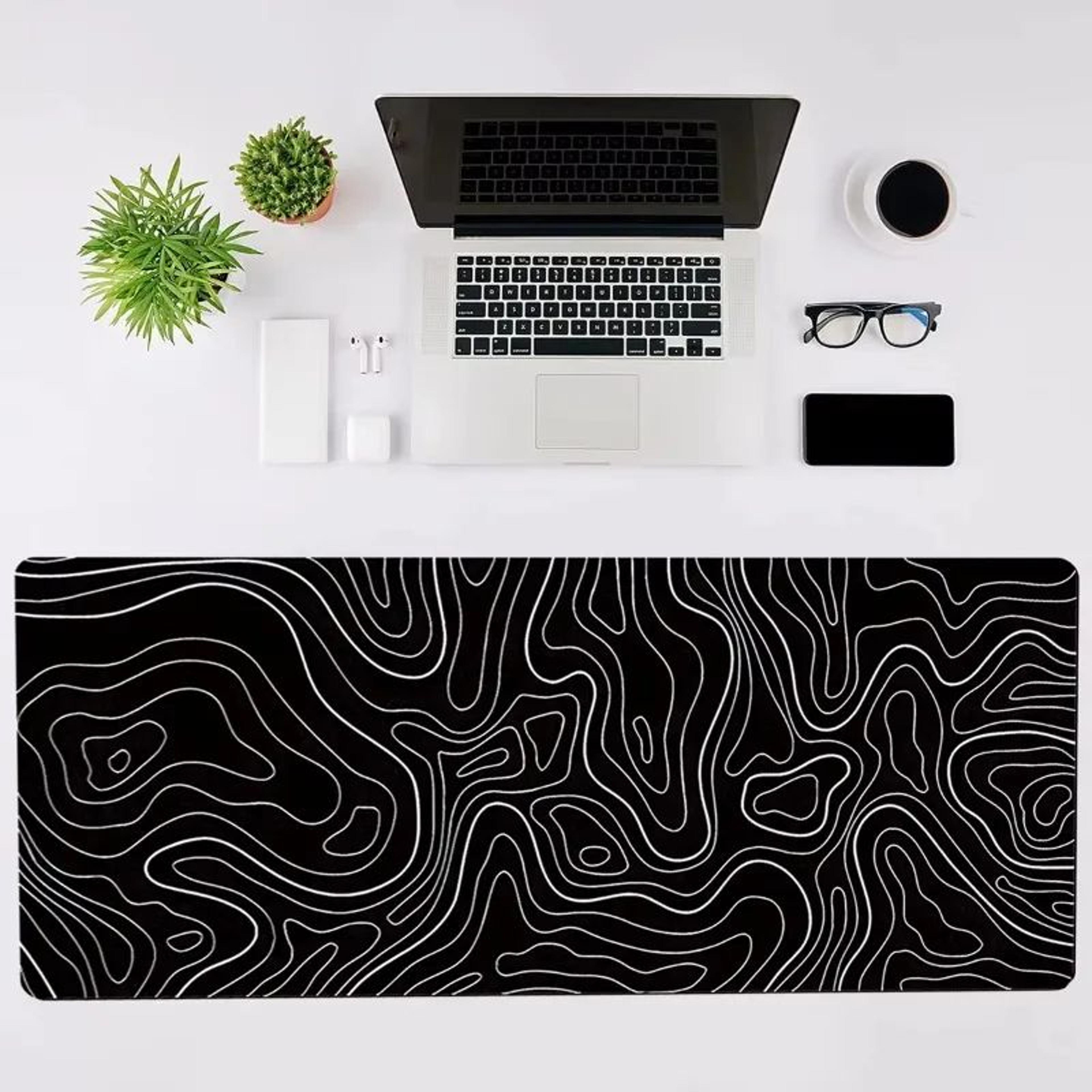 Large Extended Gaming Mouse Pad With NonSlip Rubber Base Topographic Design For Full Desk Keyboard  1