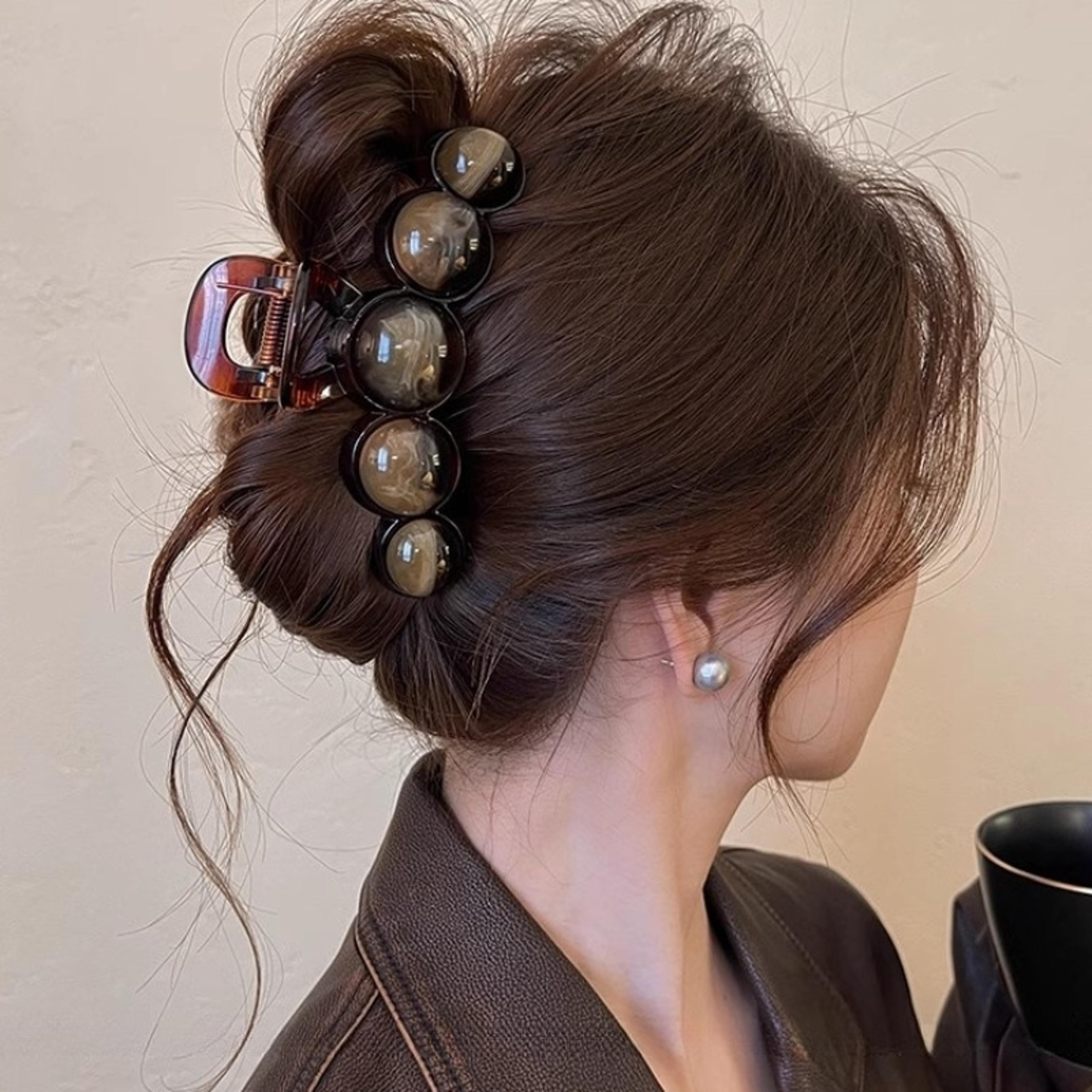 Retro Gradient Beaded Hair Claw Clip 11cm Geometric Hair Clip For Women 90s Y2K Fashion Hair Access 1