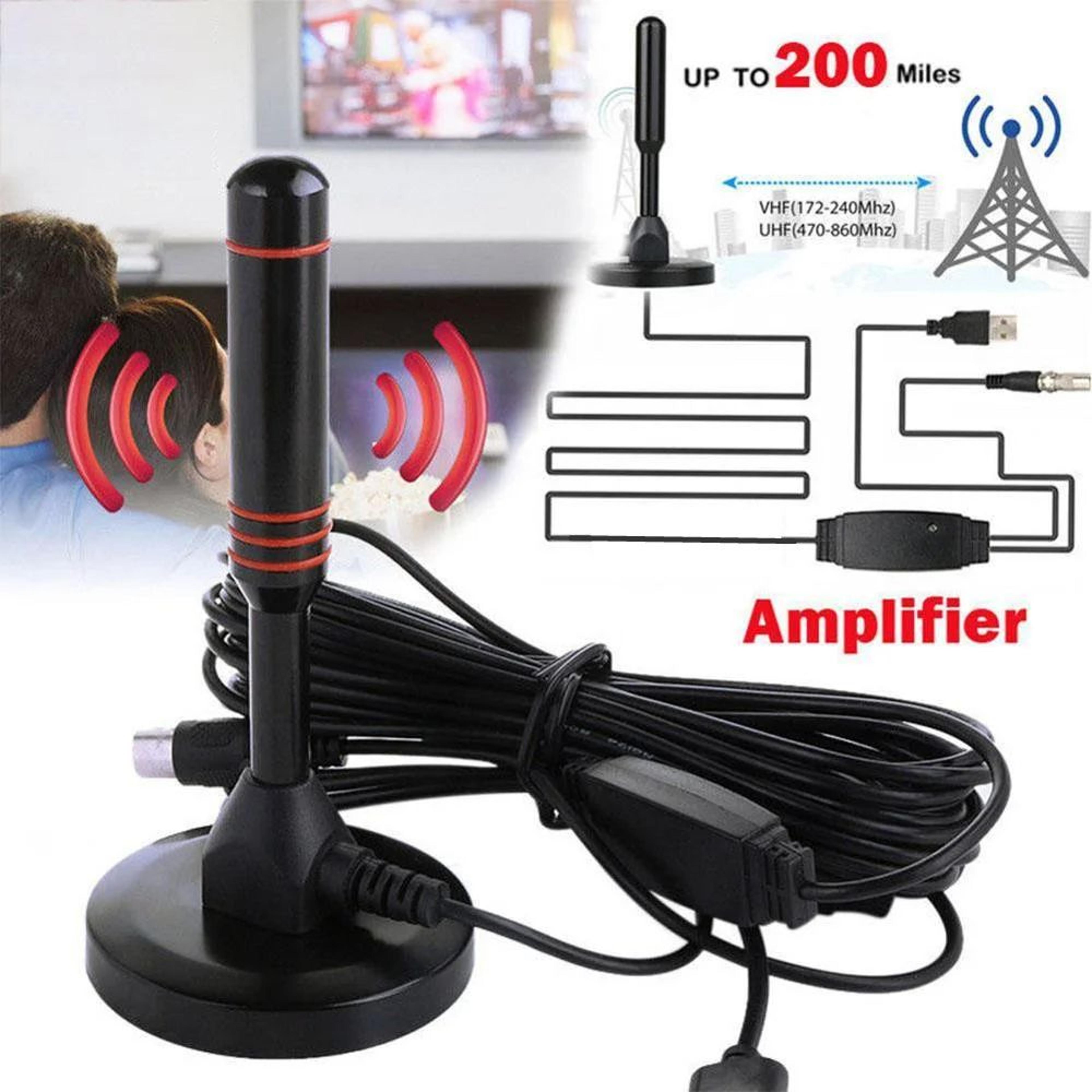 Ultra Gain 200 Mile HD Digital TV Antenna VHF UHF Indoor Amplified DVB T2 HDTV Aerial 0