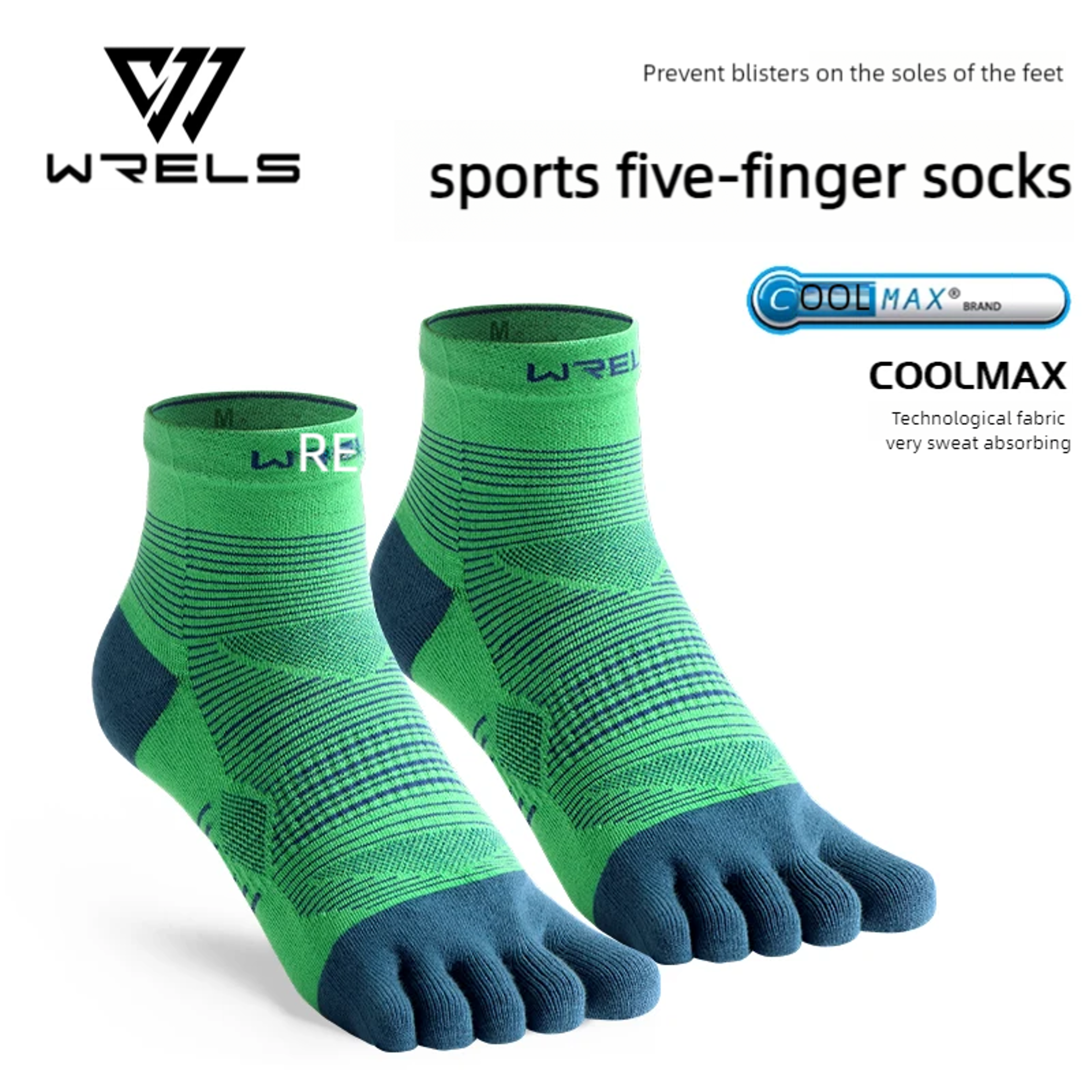 Coolmax Sports Socks Five Toe High Performance Athletic Running Socks Breathable ShockProof Comfy K 8