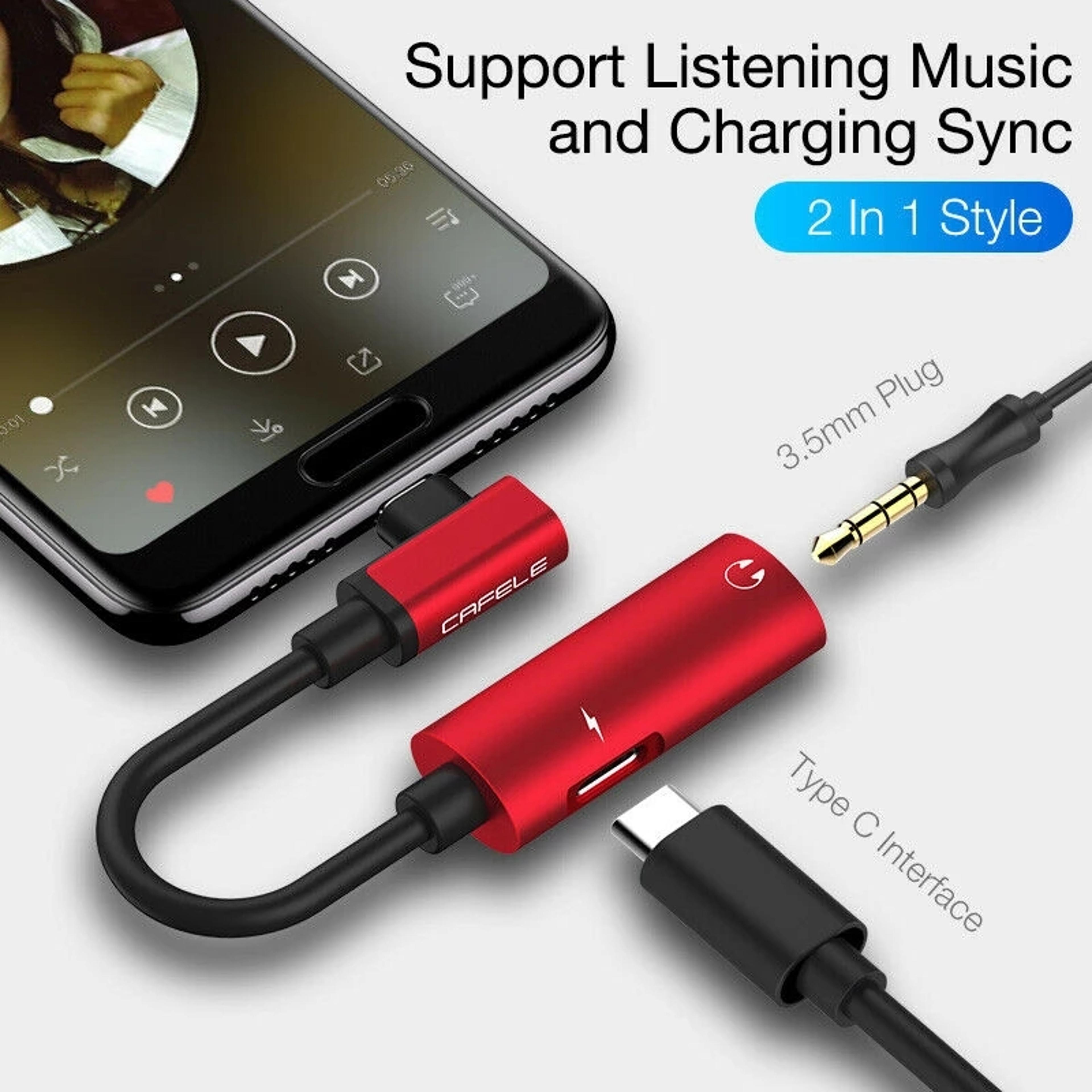 USB C To 35 Plug Headphone Jack Splitter 2 In 1 Type C 35mm AUX Adapter Earphone Audio Converter Fo 1