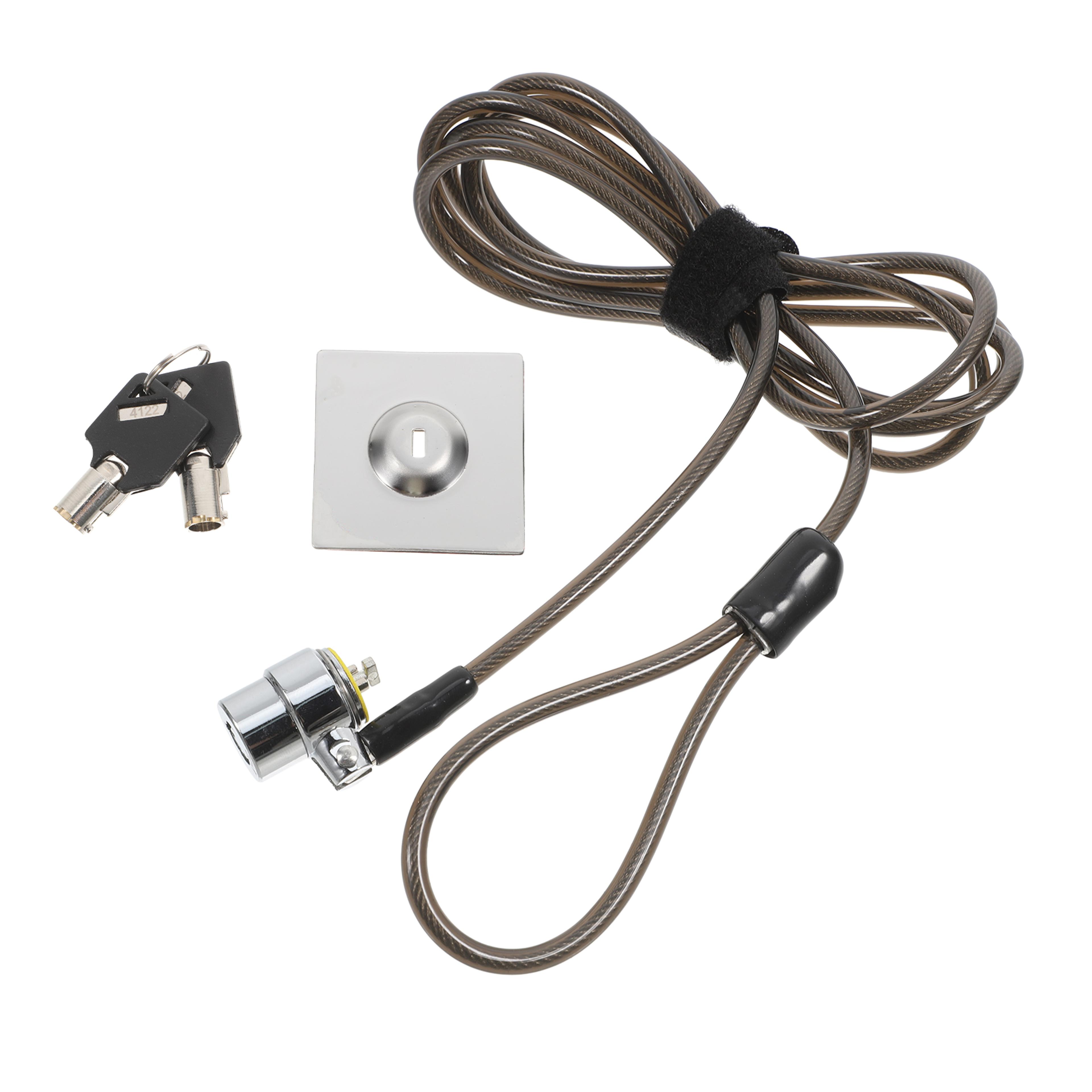 zinc alloy laptop lock with extended steel cable, desktop universal security notebook, computer black anti theft pc lock
