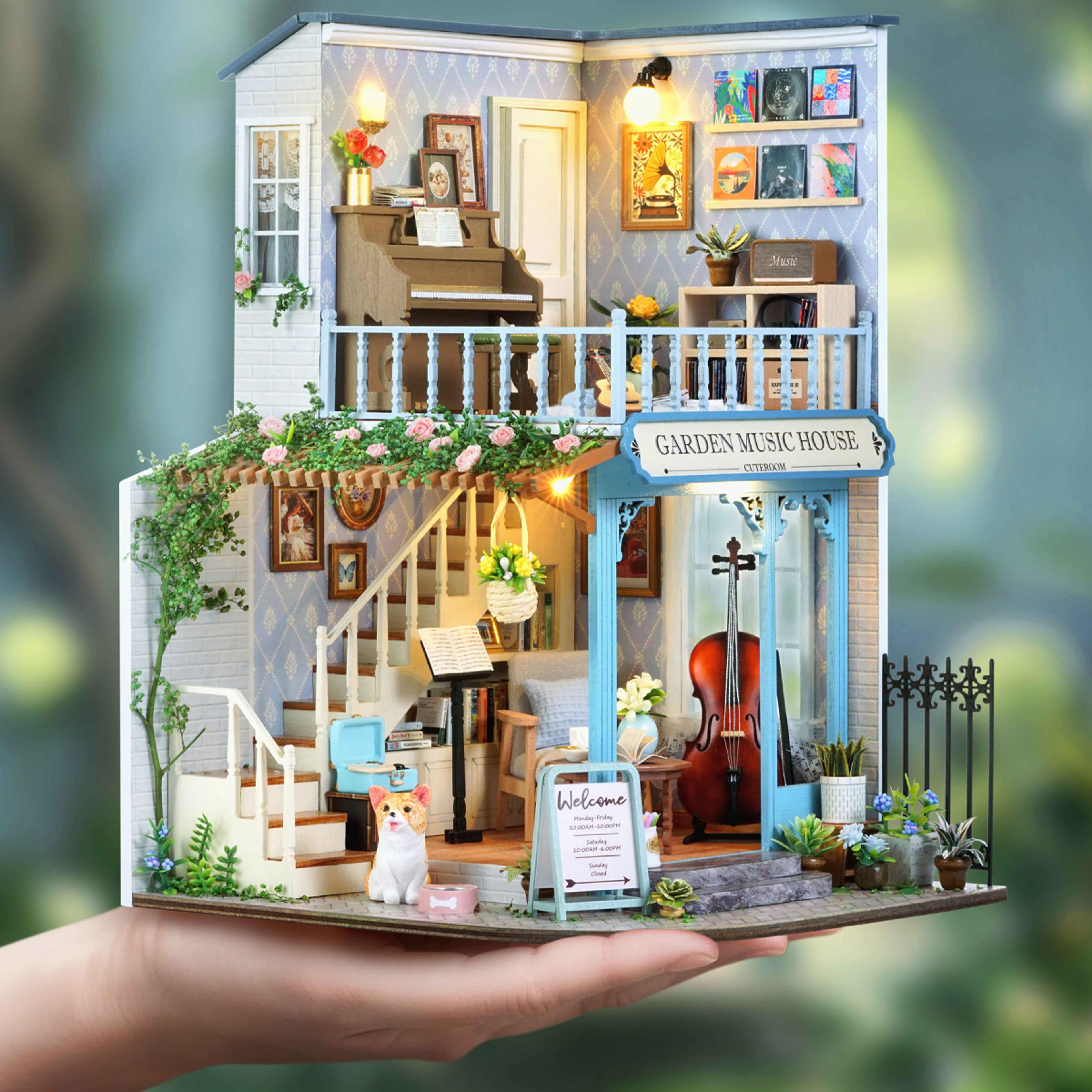 Mini House Bookshelf Dollhouse Kit DIY 3D Puzzle Assembly Building Model Handmade For Teens And Adu 2