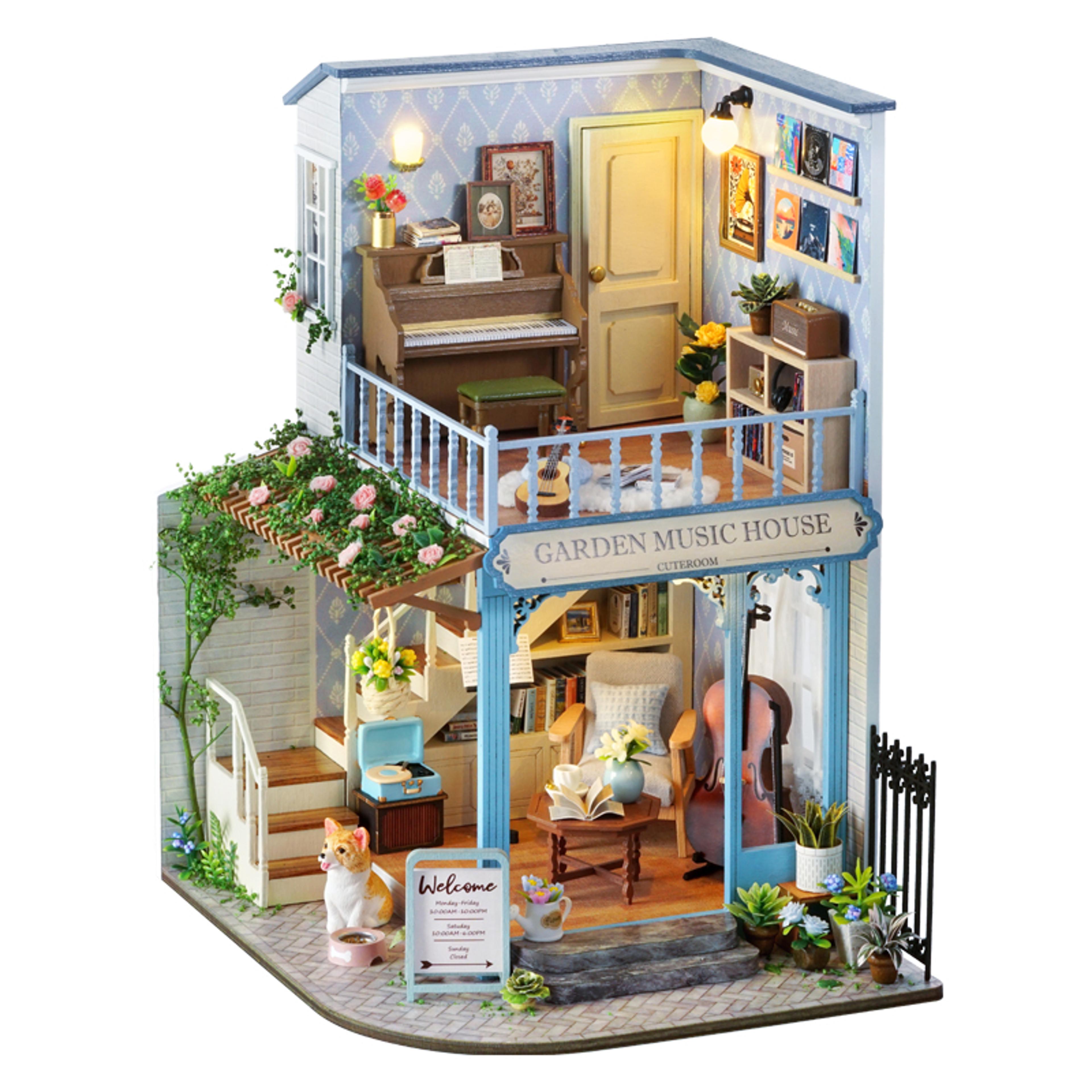 Mini House Bookshelf Dollhouse Kit DIY 3D Puzzle Assembly Building Model Handmade For Teens And Adu 6