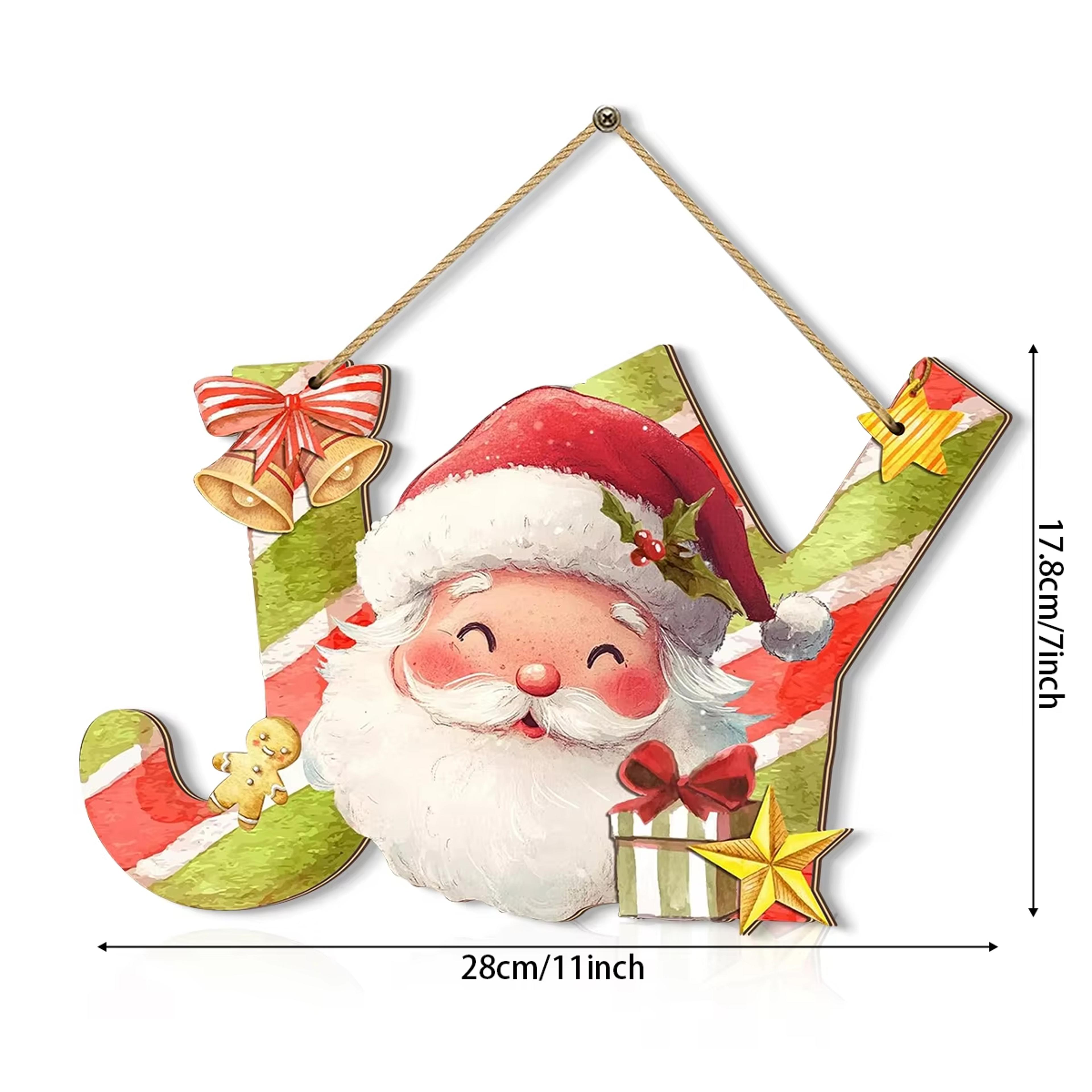 2D Flat Colorful Joy Christmas Decorations Xmas Wooden Sign Hanging Holiday Home Decor Gifts 4