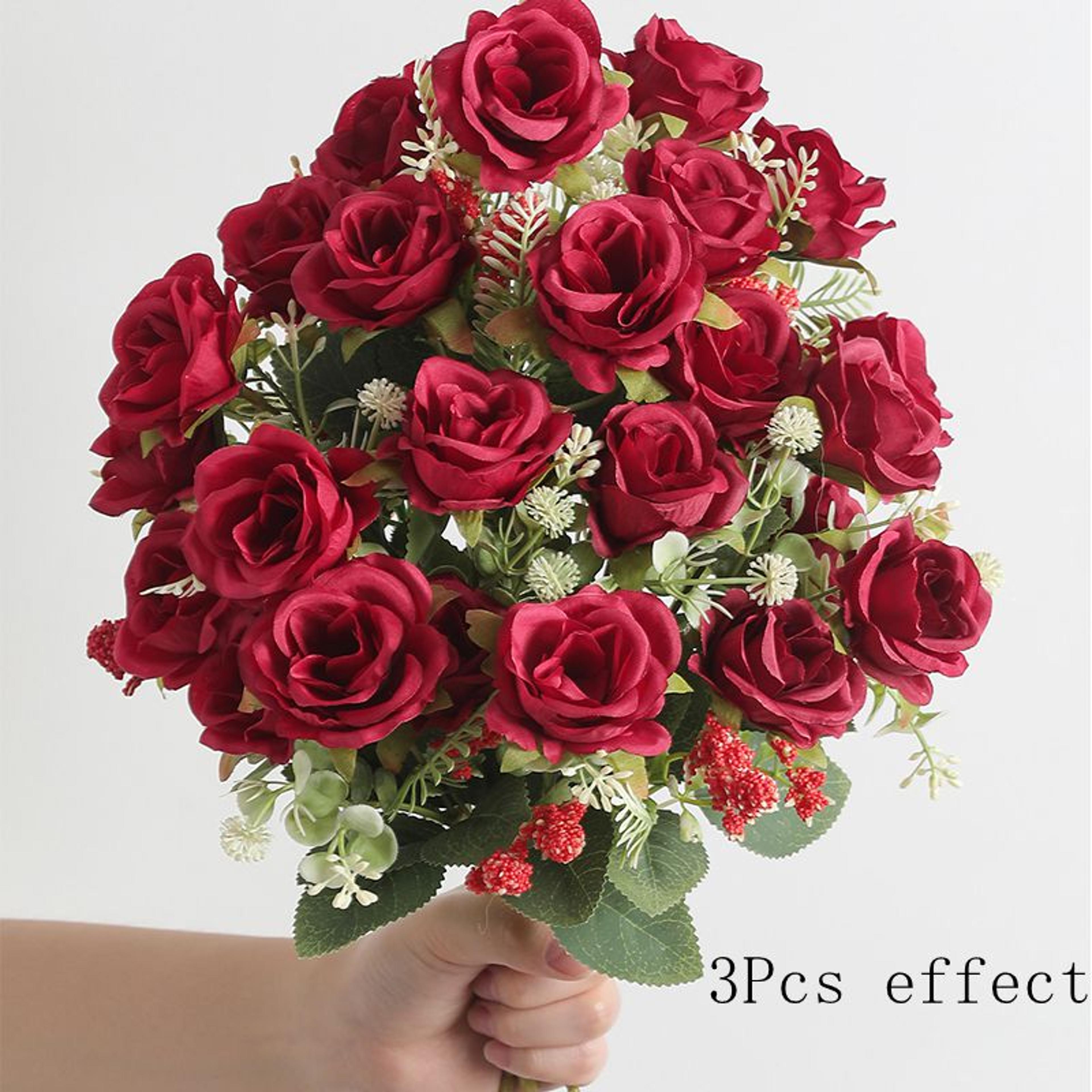 Rose Artificial Flowers Bouquet With Heads Small Bud Fake Flowers For Wedding Home Room Decor And F 9