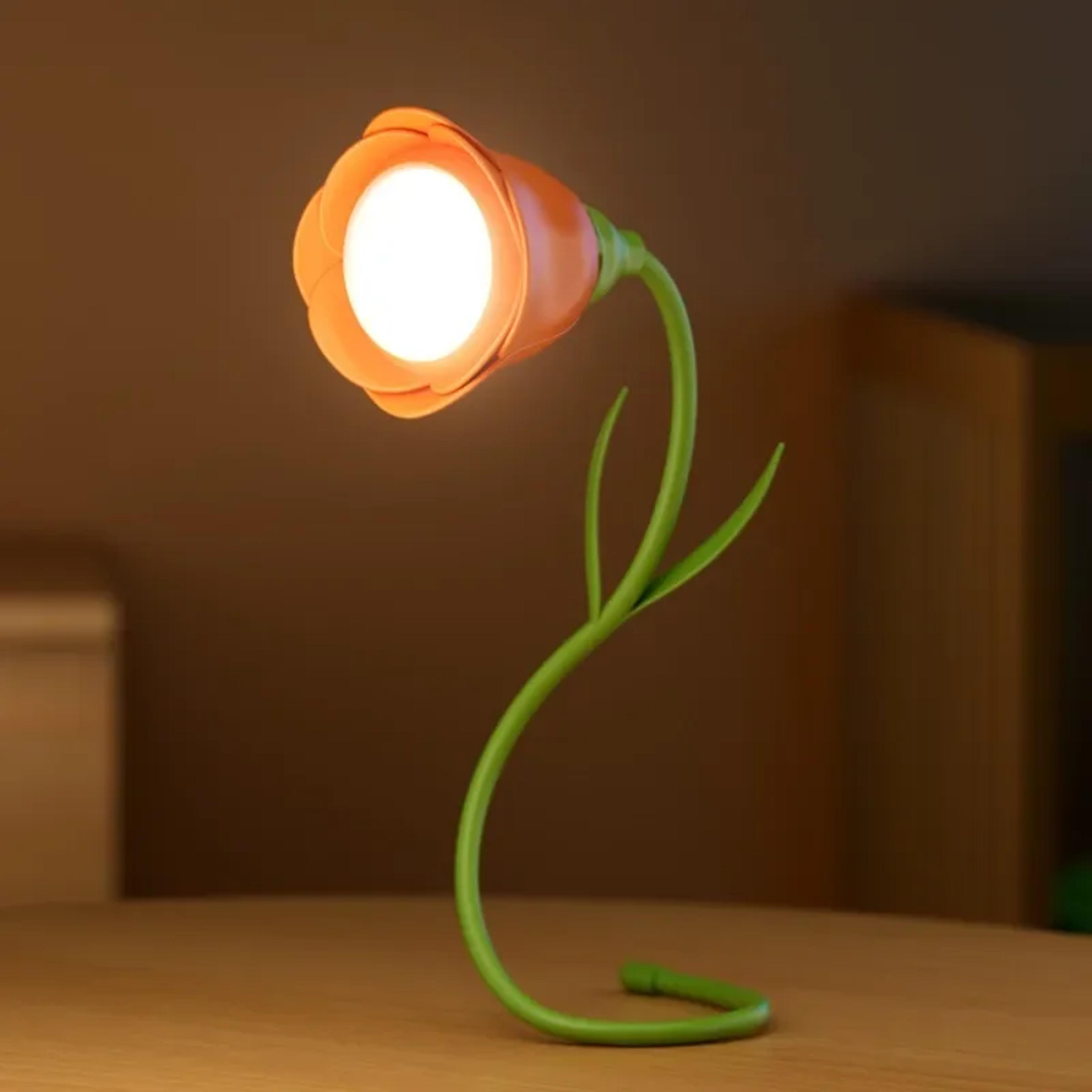 Creative Rechargeable Rose LED Desk Lamp Bendable Dimmable Flower Night Light With Brightness Memor 8