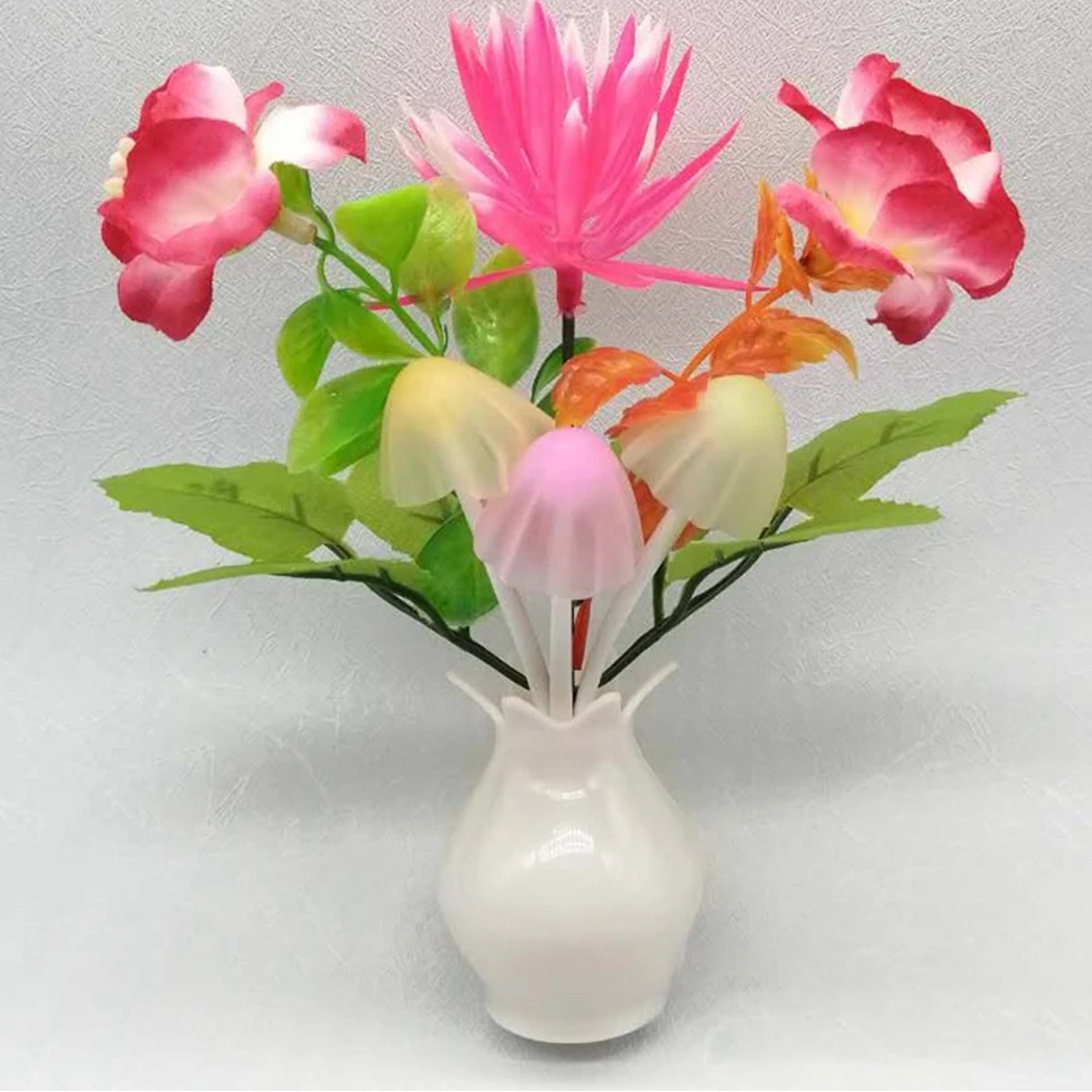 Energy Saving LED Night Light With Auto Sensor Rose Flower Mushroom Plug In Lamp For Bedroom Bathro 5