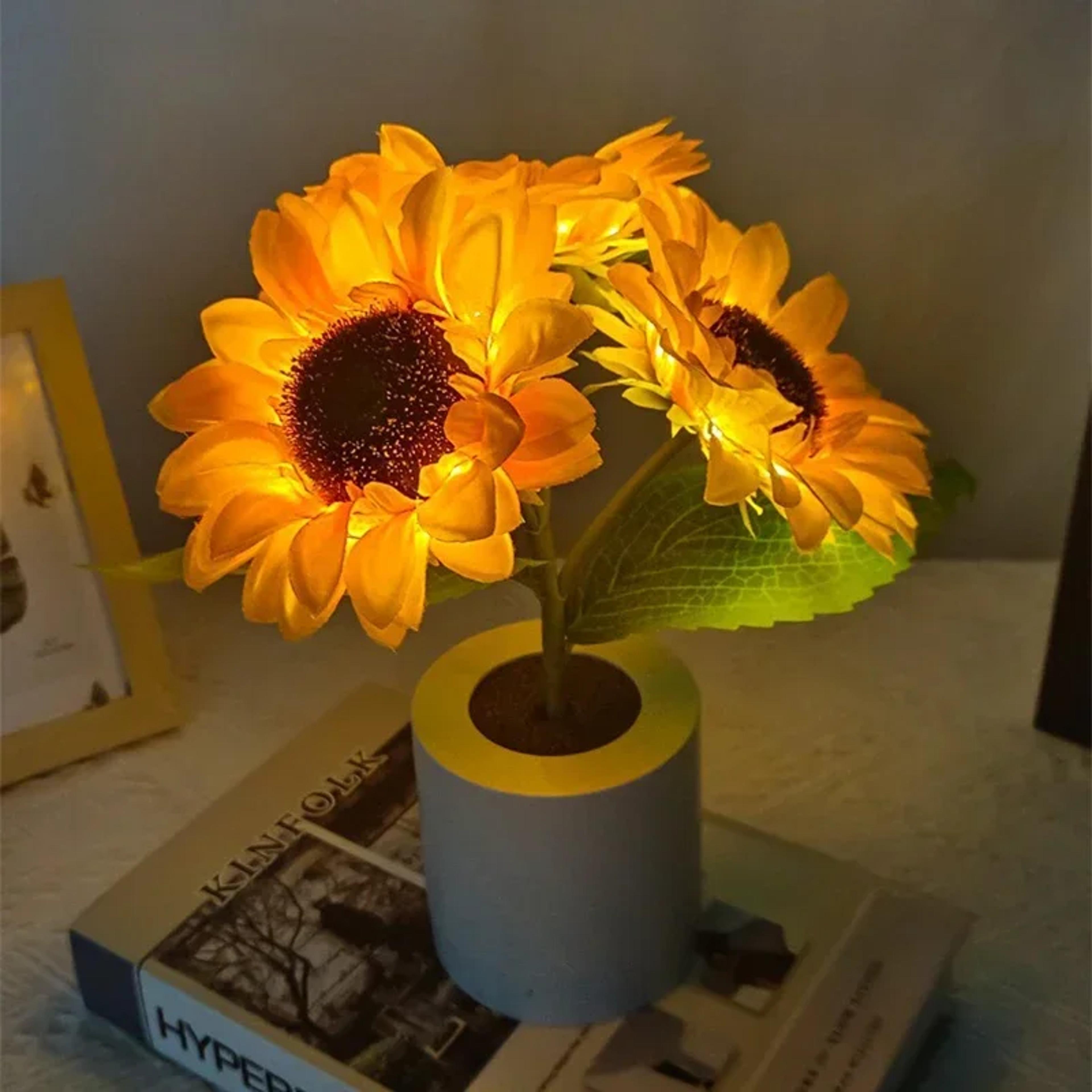 Sunflower LED Night Light Rechargeable Table Lamp For Bedroom Interior Lighting Bedside Decoration  4
