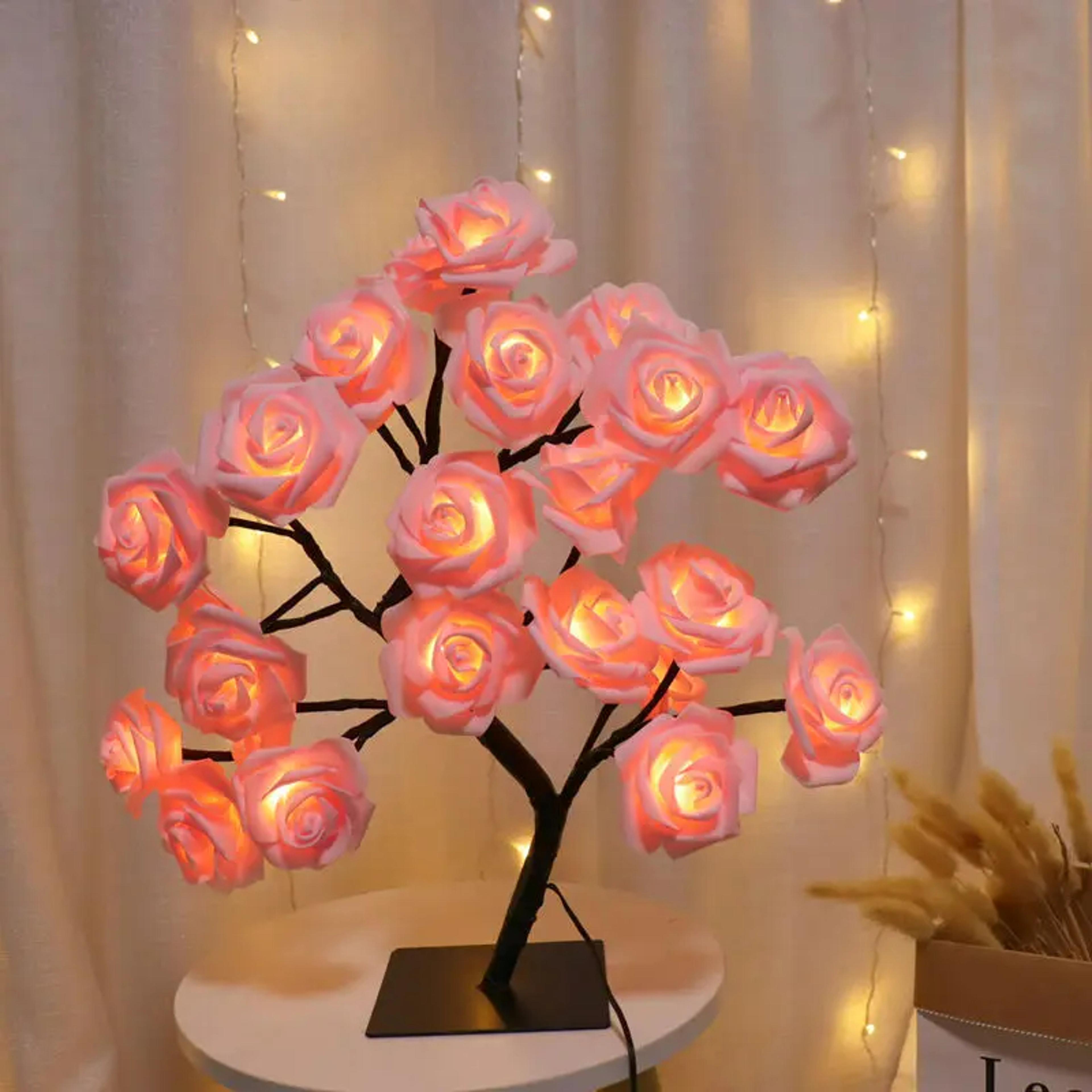 LED Rose Blossom Tree Night Light Tabletop Bonsai Tree Lamp USB Artificial Flower Christmas Home De 1