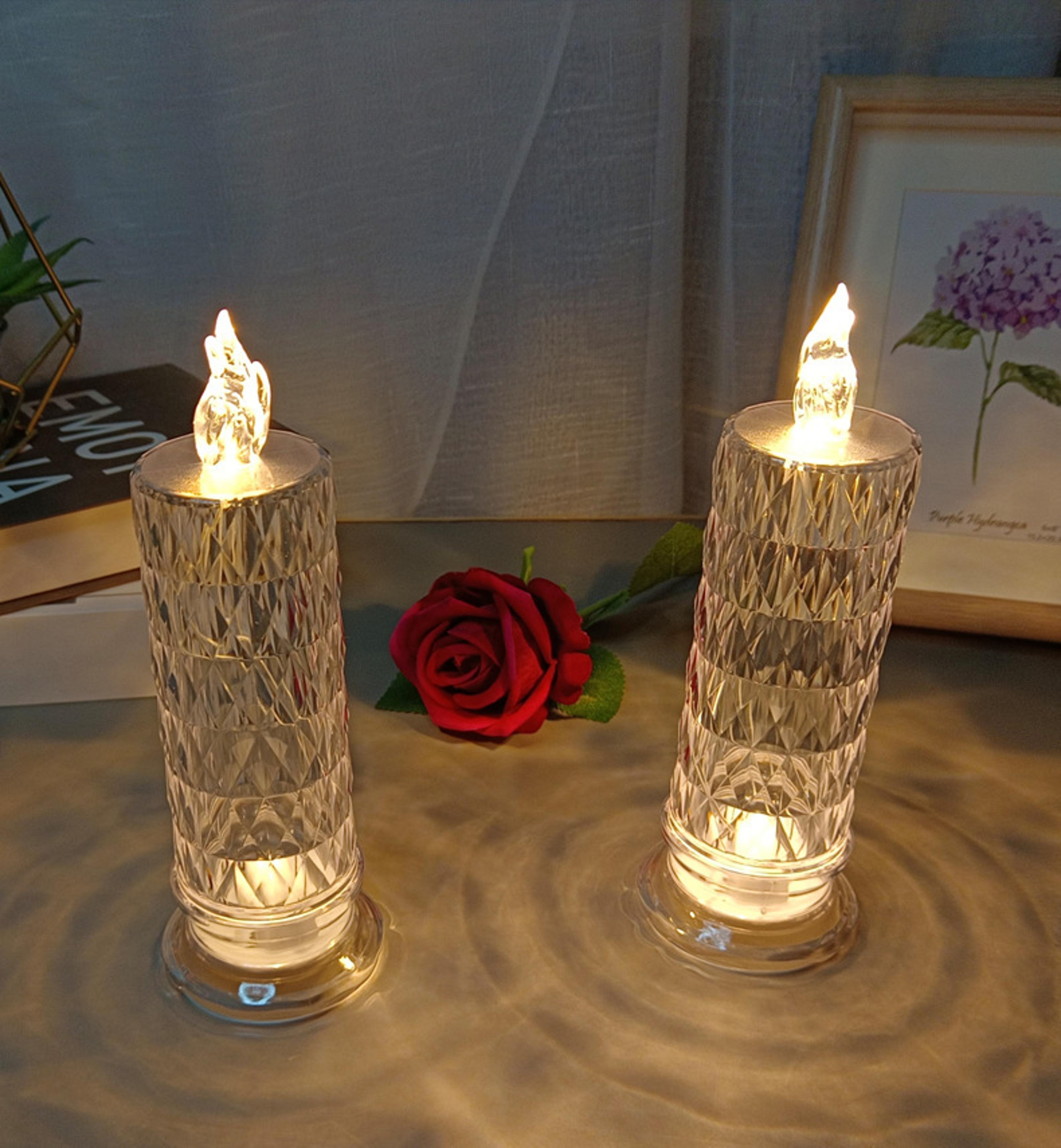 Romantic LED Crystal Table Lamp Rose Projection Light For Bedroom Party Christmas Decor Diamond Atm 0