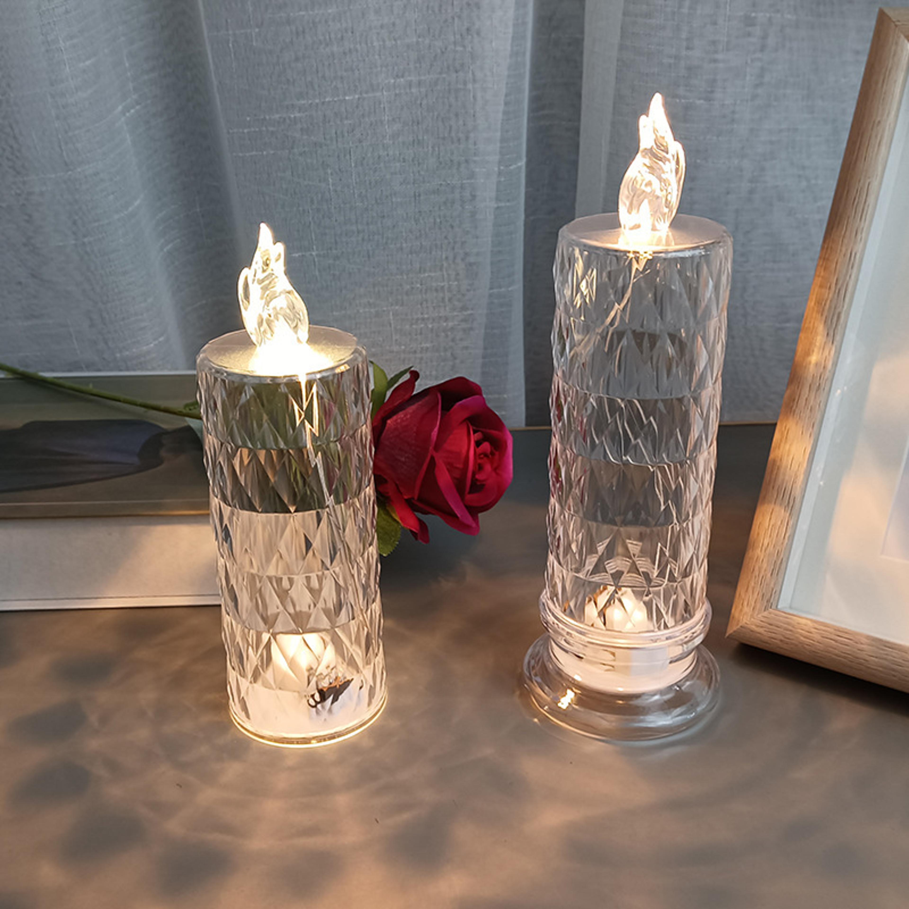 Romantic LED Crystal Table Lamp Rose Projection Light For Bedroom Party Christmas Decor Diamond Atm 1