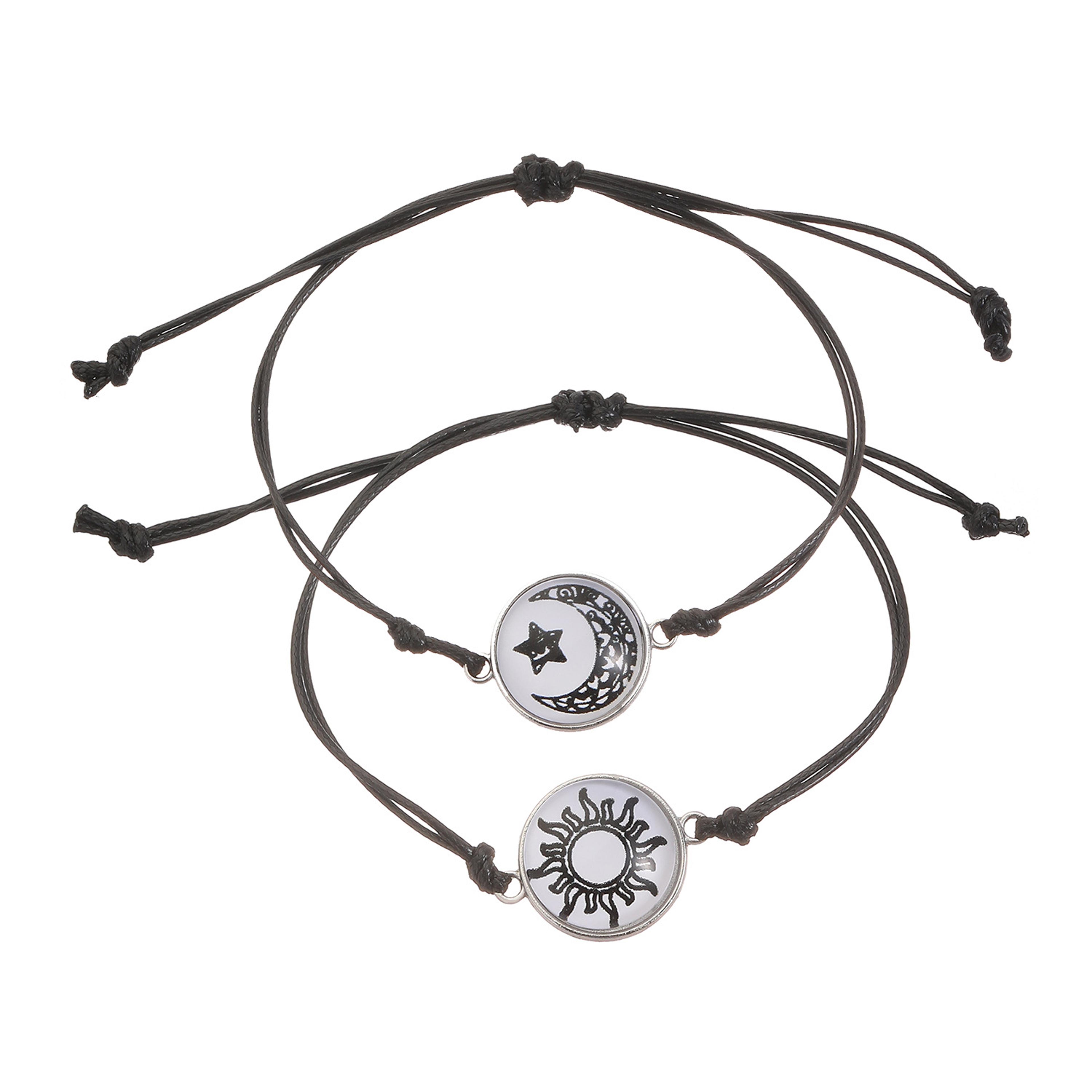 Handmade Braided Rope Matching Bracelet Romantic Luminous Sun Moon Couple Bracelets For Women Men V 10