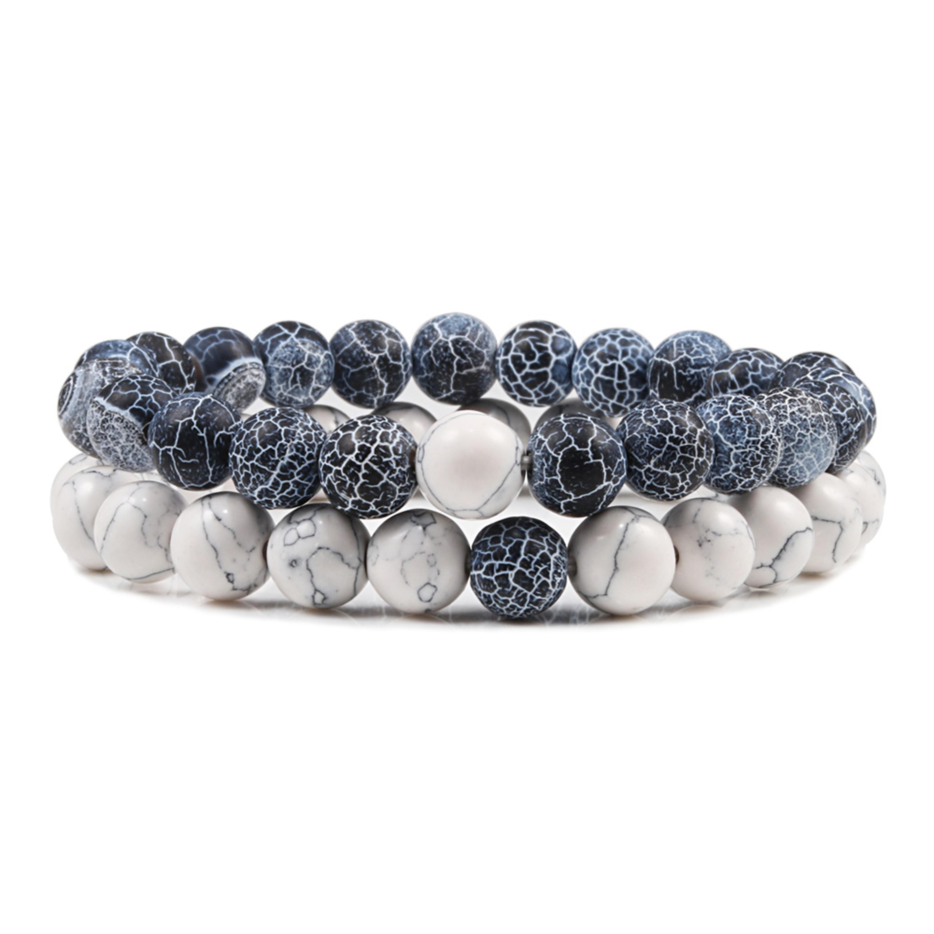 Natural Lava Stone Beaded Bracelets Bangles Set For Couples Energy Distance Best Friend Jewelry Gif 11