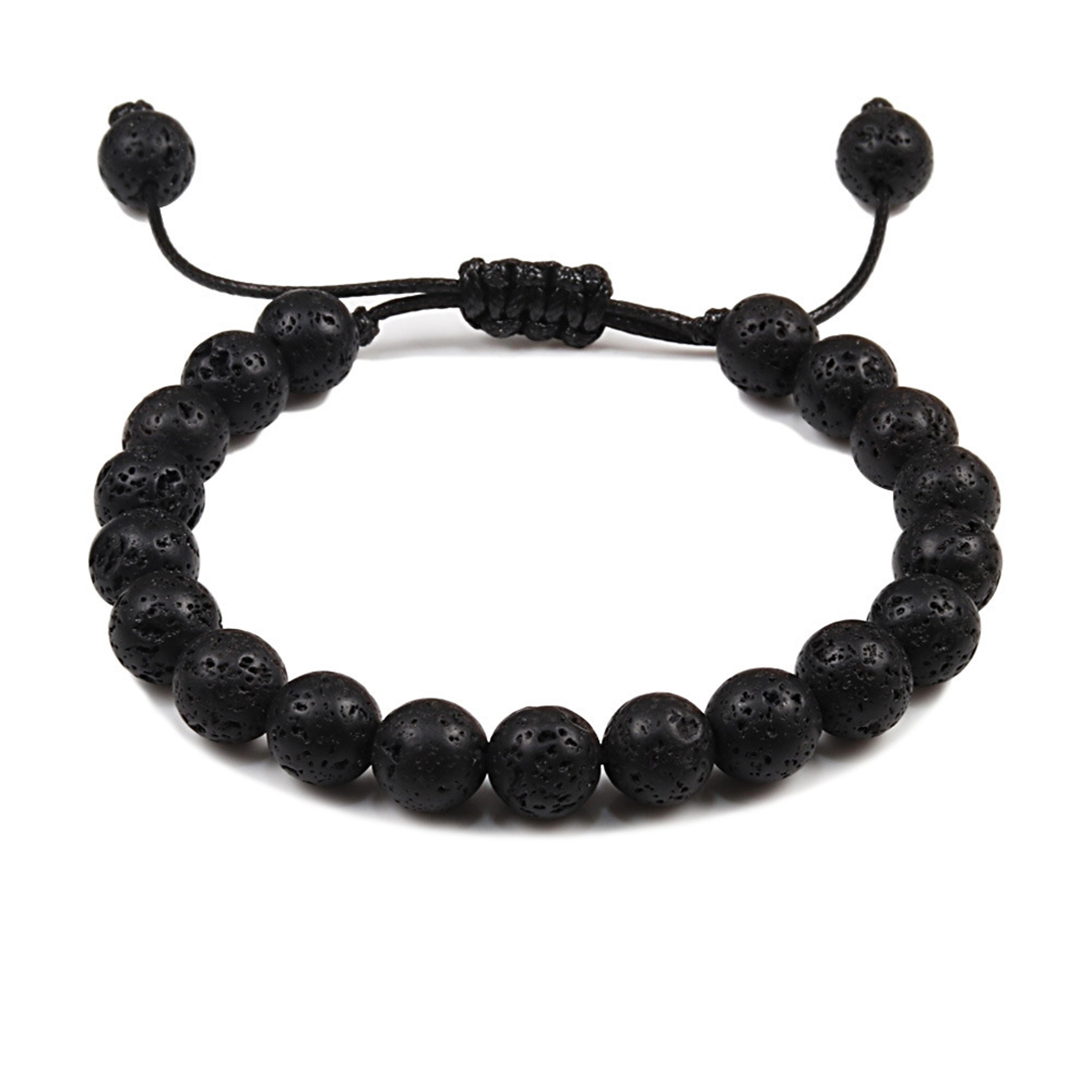 Natural Tiger Eye Beaded Bracelet Personalized Volcanic Stone Howlite Onyx Adjustable Chain For Men 10