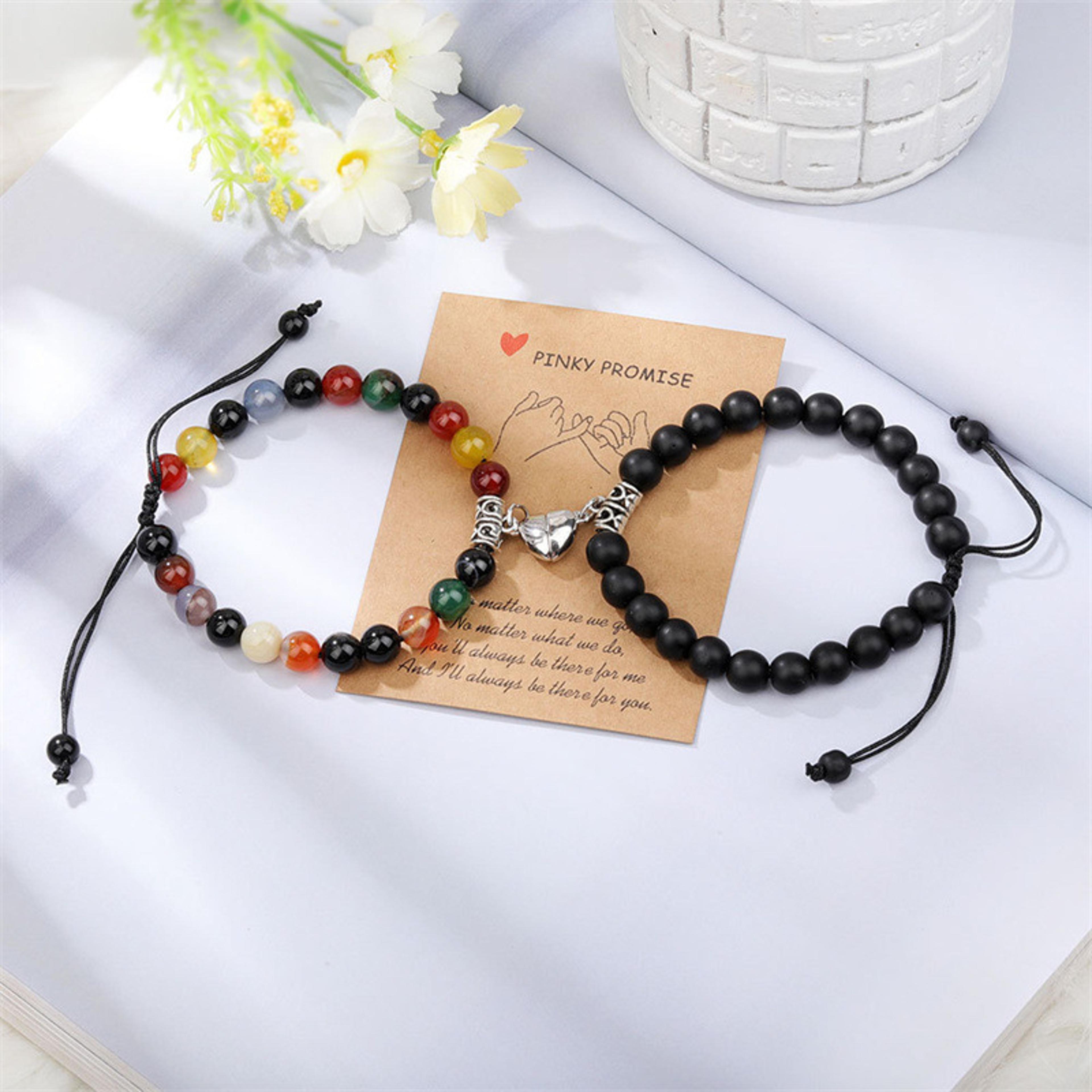 Natural Stone Beads Bracelet For Lovers Heart Magnet Distance Couple Friendship Jewelry Gift 5
