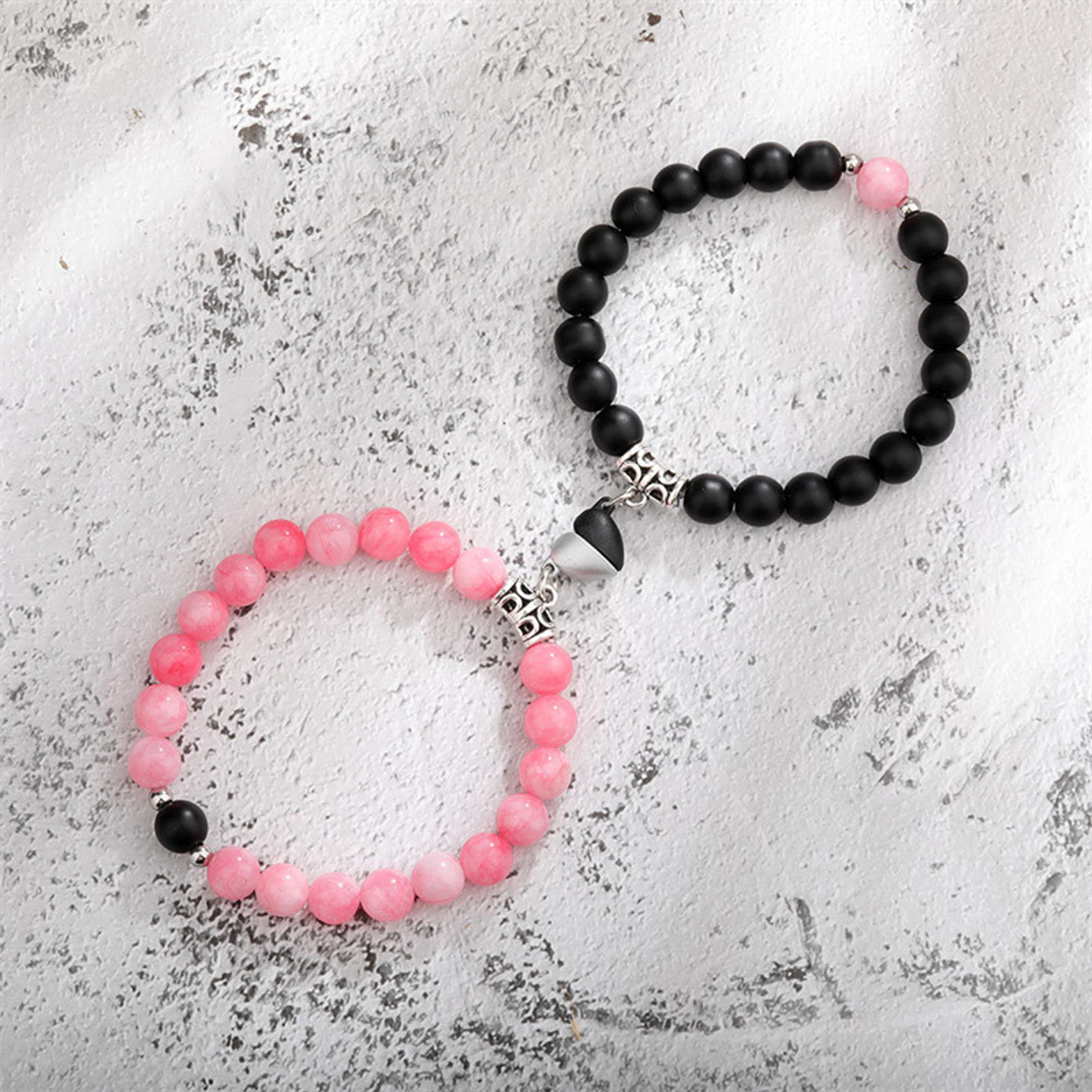 Natural Stone Beads Bracelet For Lovers Heart Magnet Distance Couple Friendship Jewelry Gift 6