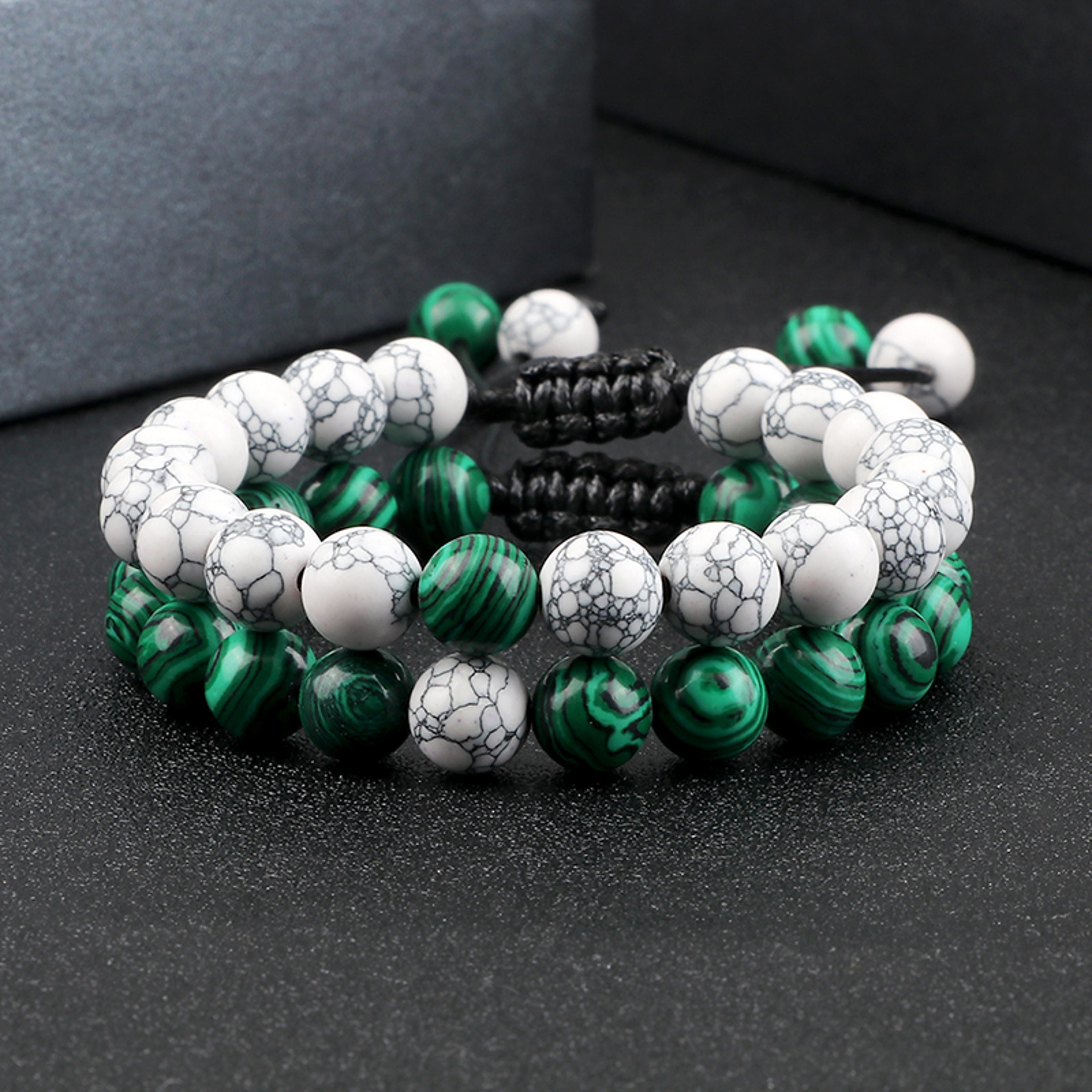 Natural Stone Charm Bead Bracelet Set Onyx Beaded Couple Distance Bracelets Stretch Jewelry For Wom 1