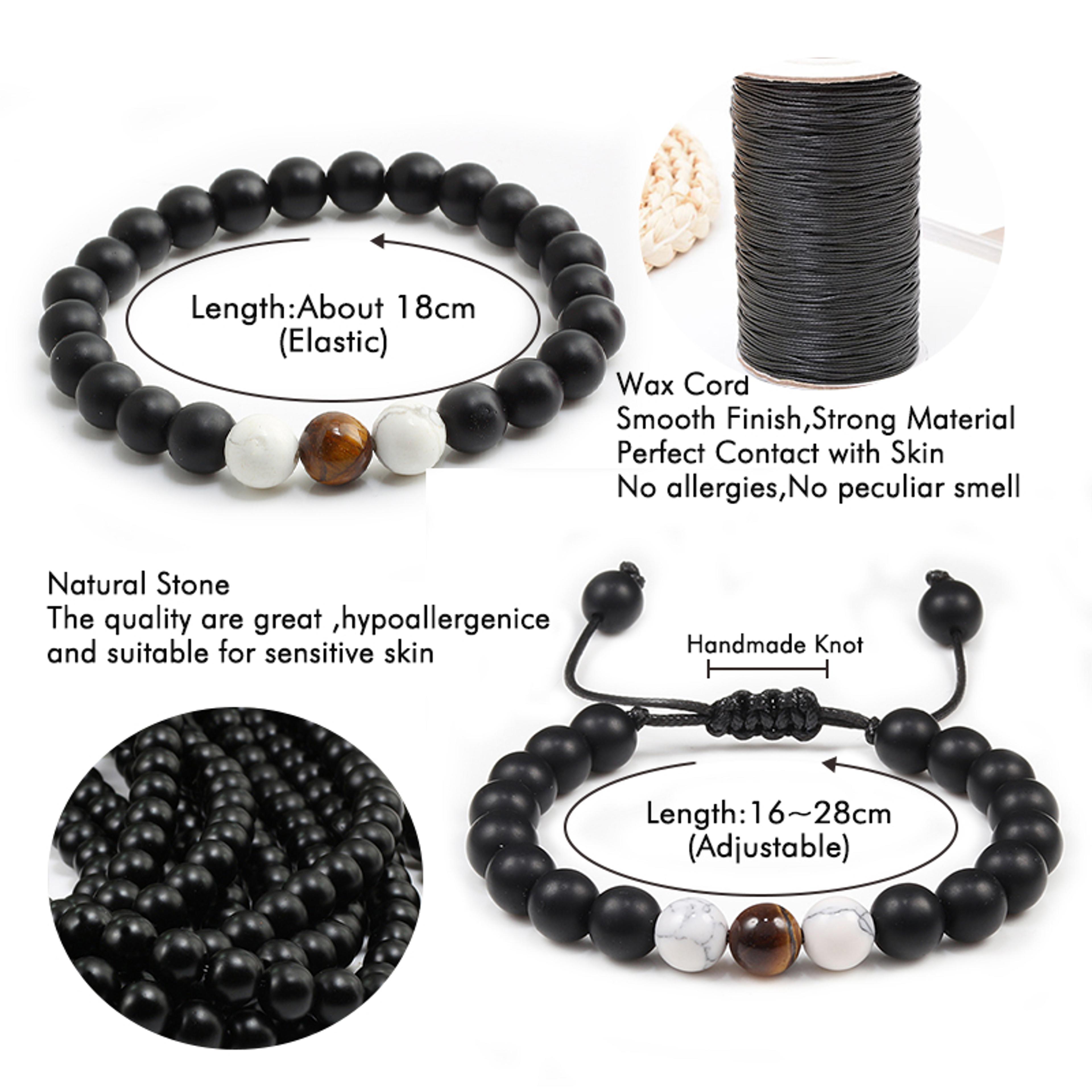 Natural Stone Charm Bead Bracelet Set Onyx Beaded Couple Distance Bracelets Stretch Jewelry For Wom 2
