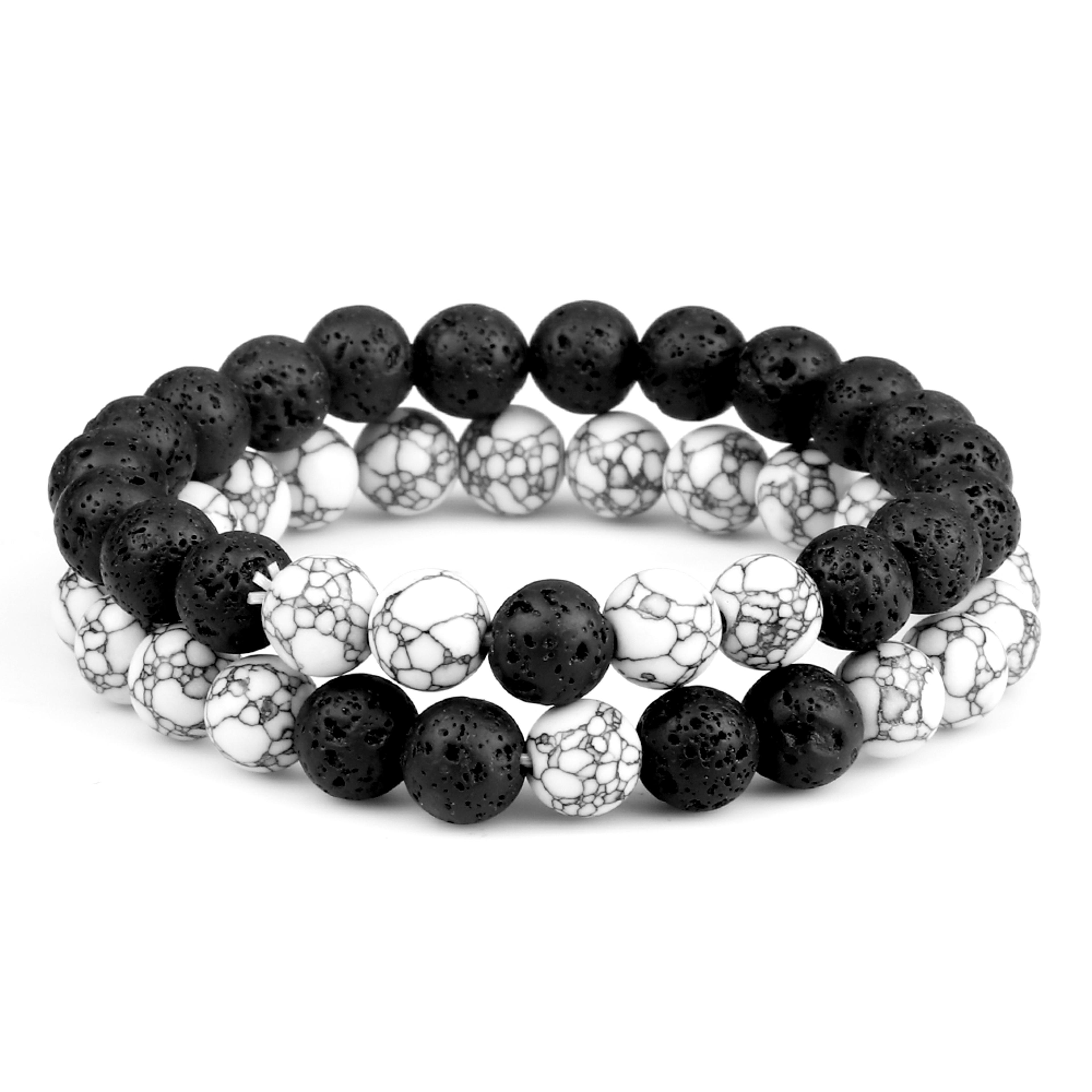 Natural Stone Charm Bead Bracelet Set Onyx Beaded Couple Distance Bracelets Stretch Jewelry For Wom 6