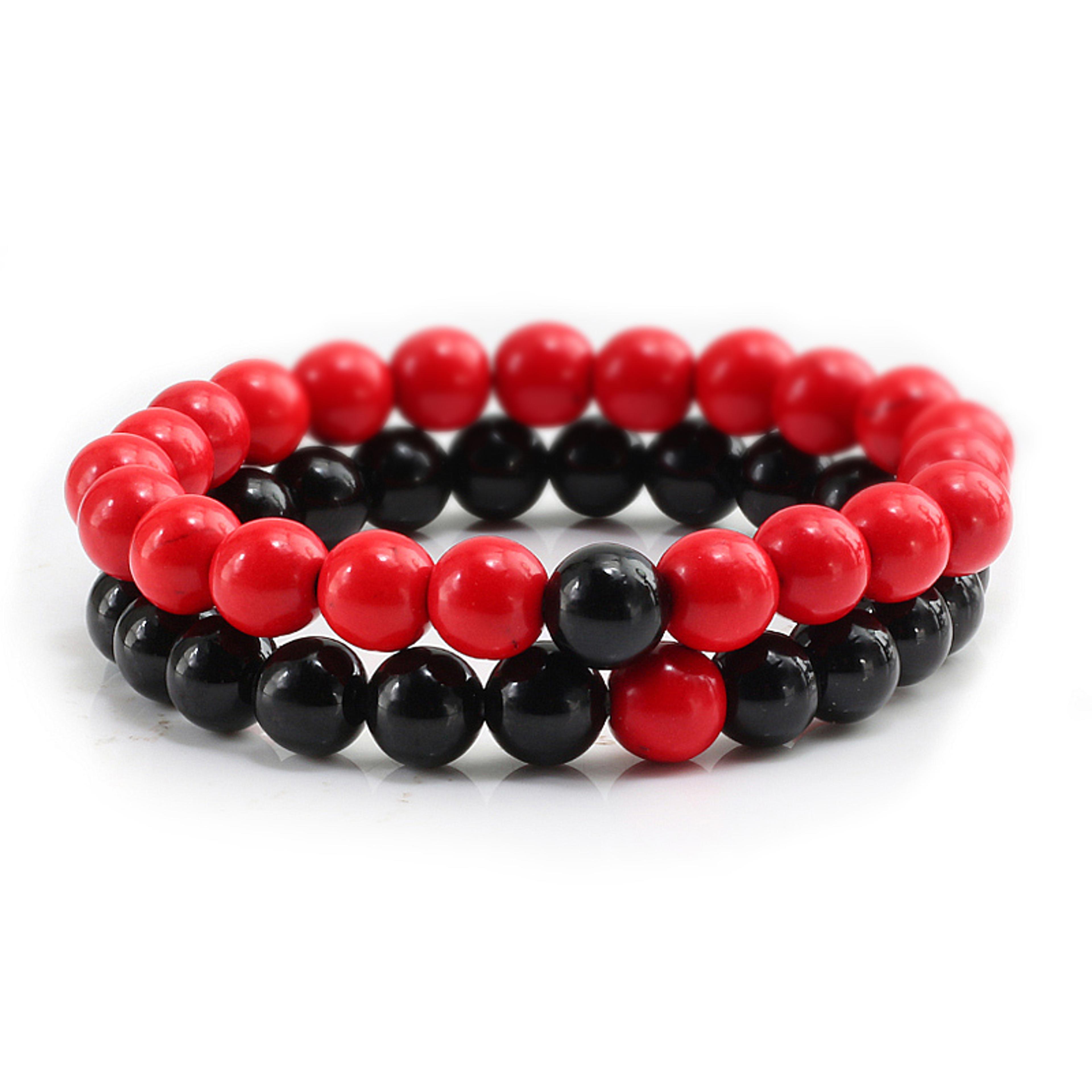 Natural Stone Charm Bead Bracelet Set Onyx Beaded Couple Distance Bracelets Stretch Jewelry For Wom 4