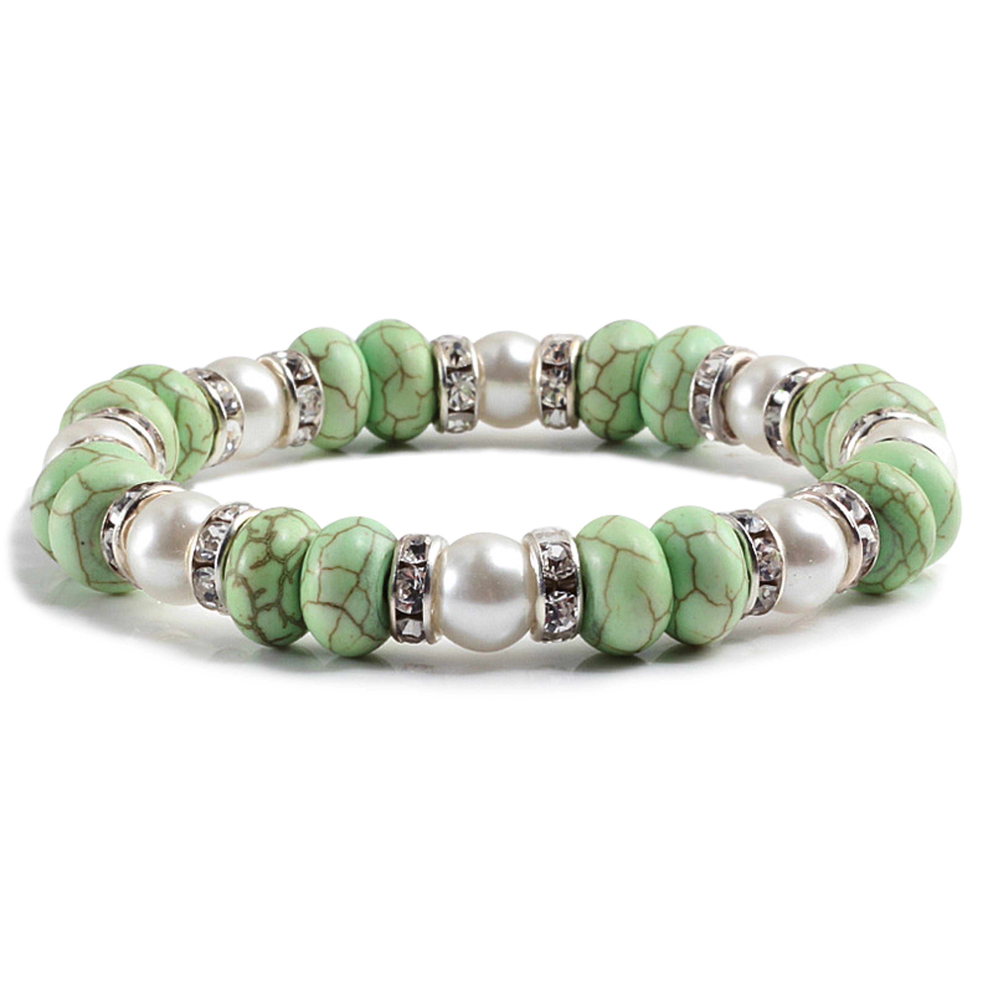 Natural Stone Beaded Circle Elastic Bracelets Bangles Charm Distance Bracelet Fashion Jewelry Men W 5