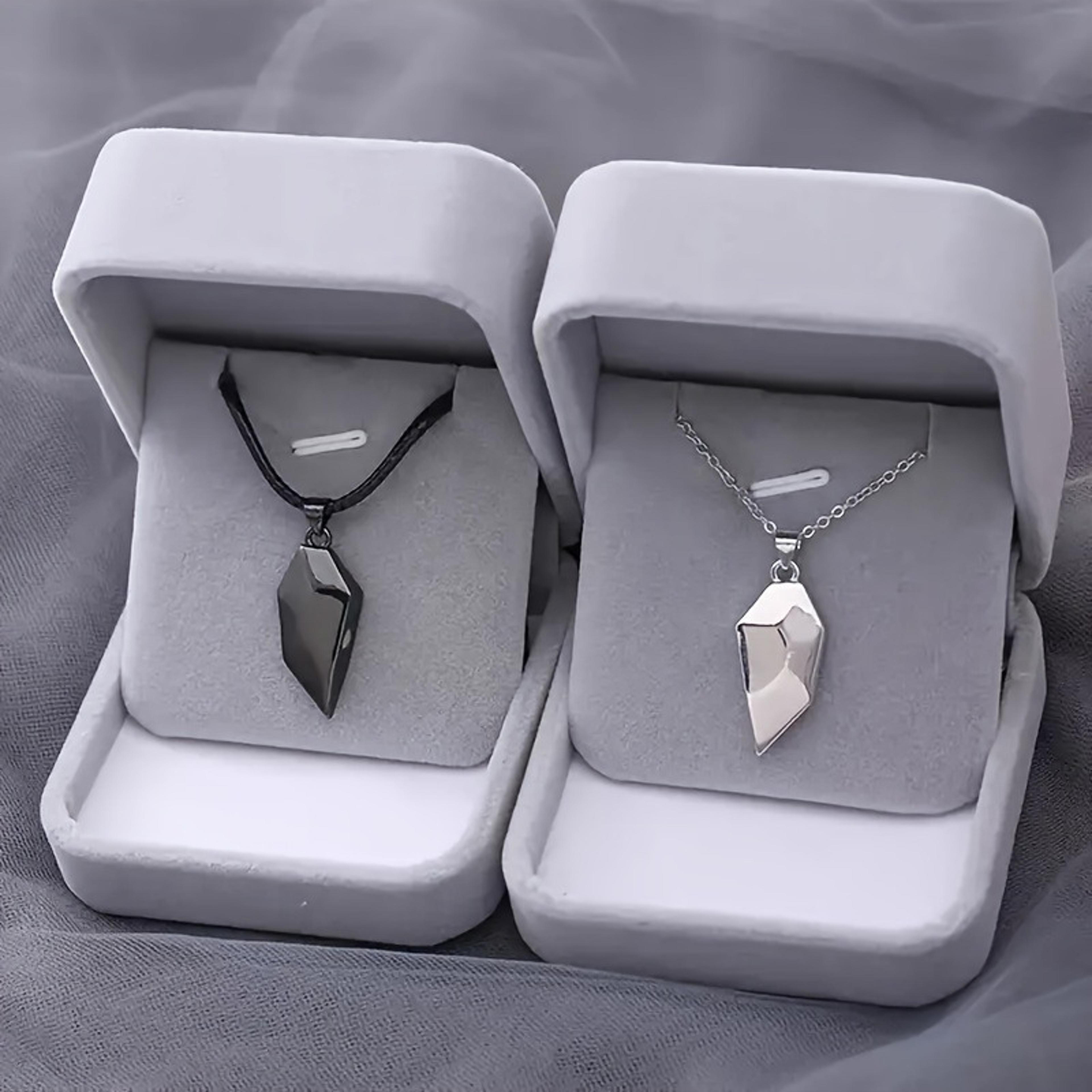 Magnetic Heart Couple Pendant Necklace Electrocardiogram Good Simple Quality Pendant Splicing Neckl 1
