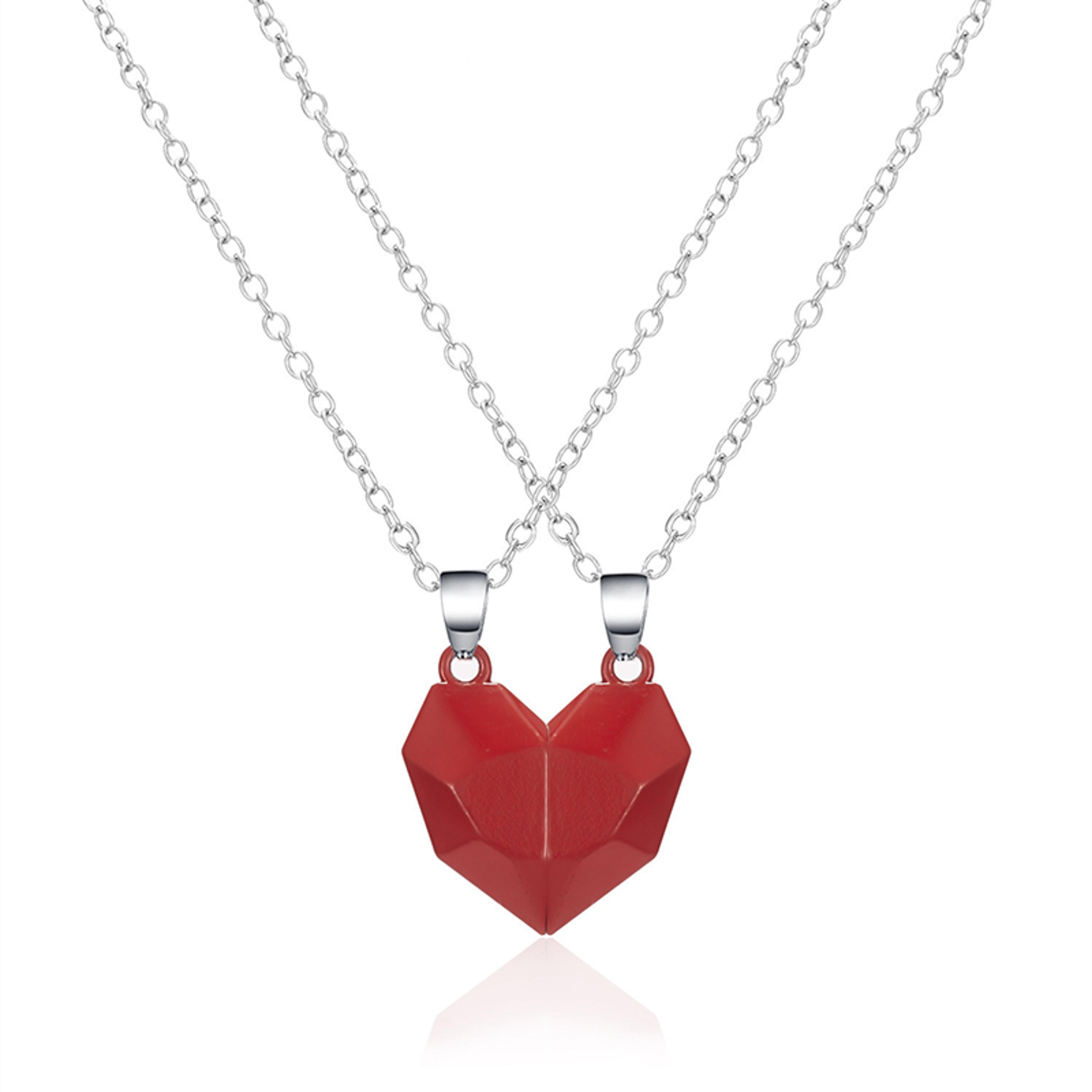 Magnetic Heart Couple Pendant Necklace Electrocardiogram Good Simple Quality Pendant Splicing Neckl 6