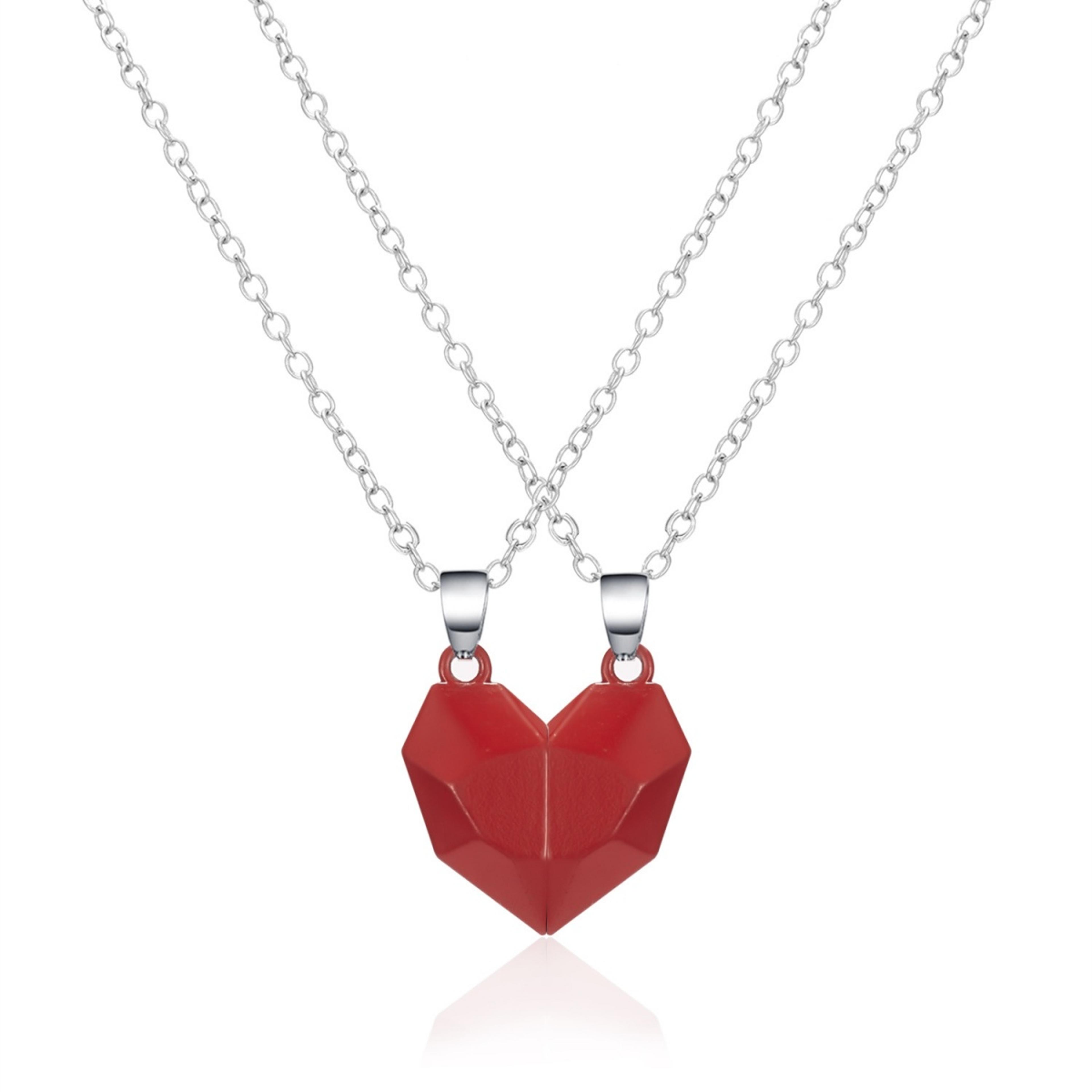 Magnetic Heart Couple Necklace For Women Lovers Sweater Chain Valentines Day Wedding Party Gift Jew 8