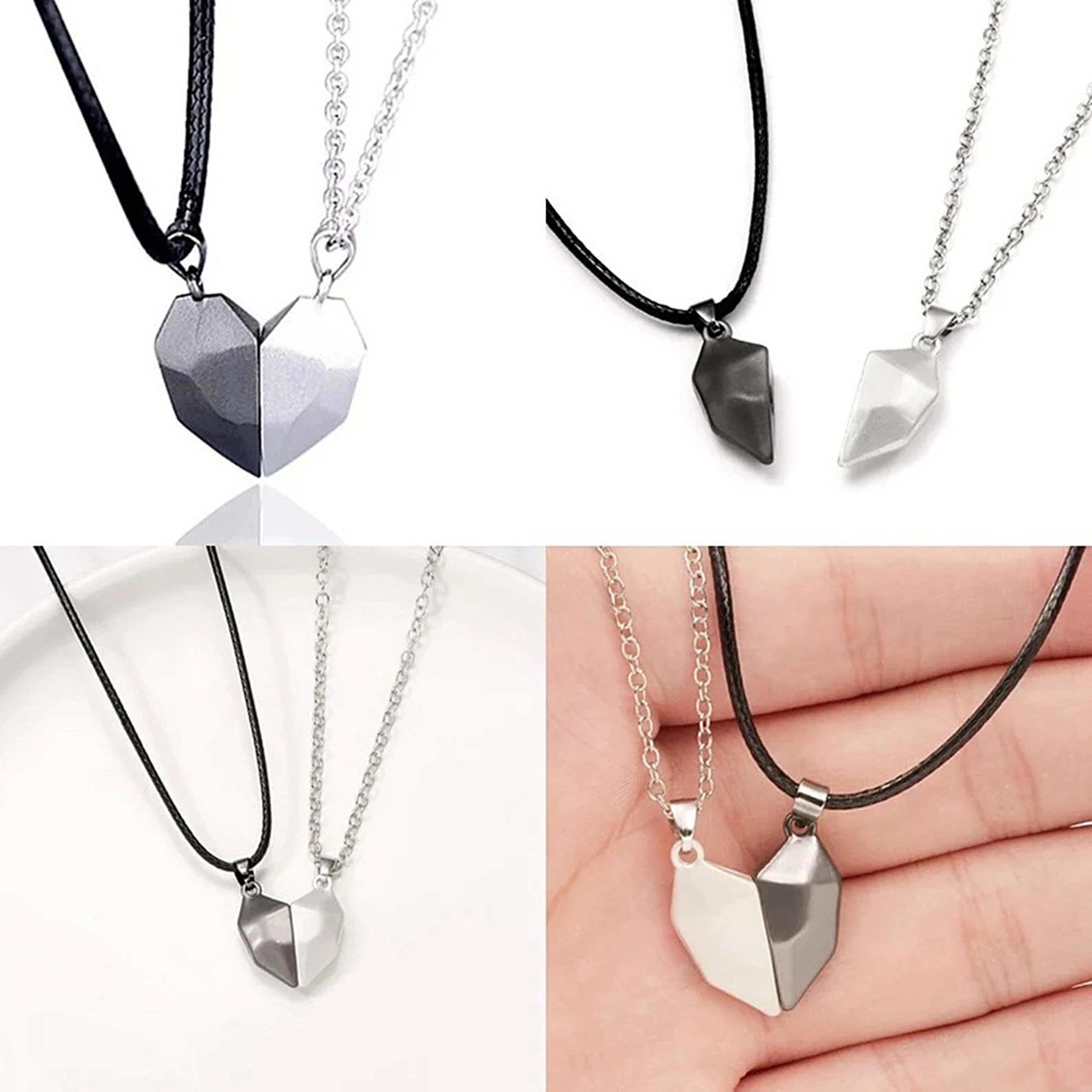 Magnetic Heart Couple Pendant Necklace Electrocardiogram Good Simple Quality Splicing Necklace Vale 1