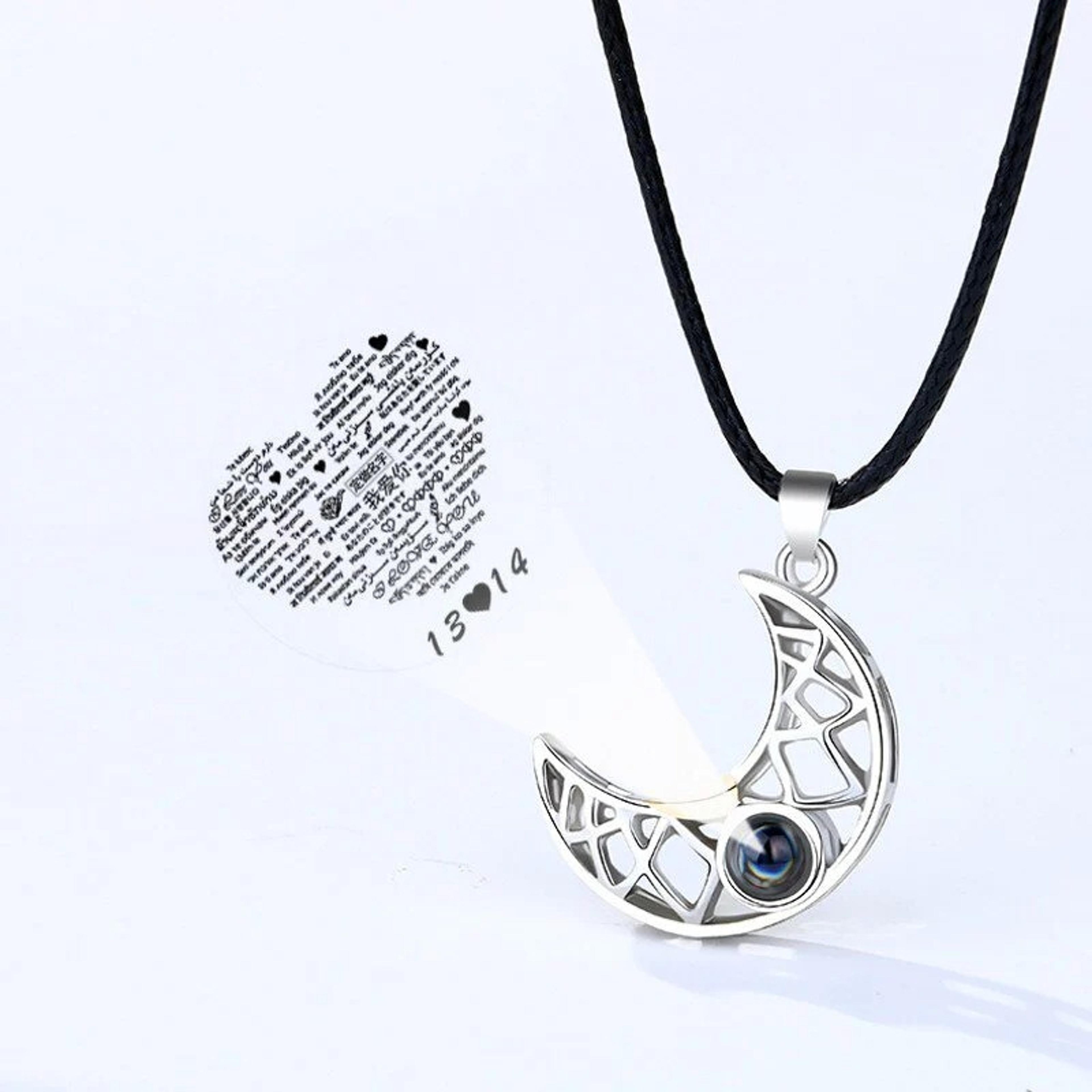 Couple Magnetic Matching Necklace For Women Men Sun Moon Heart Shape Pendant I Love You Projection  2