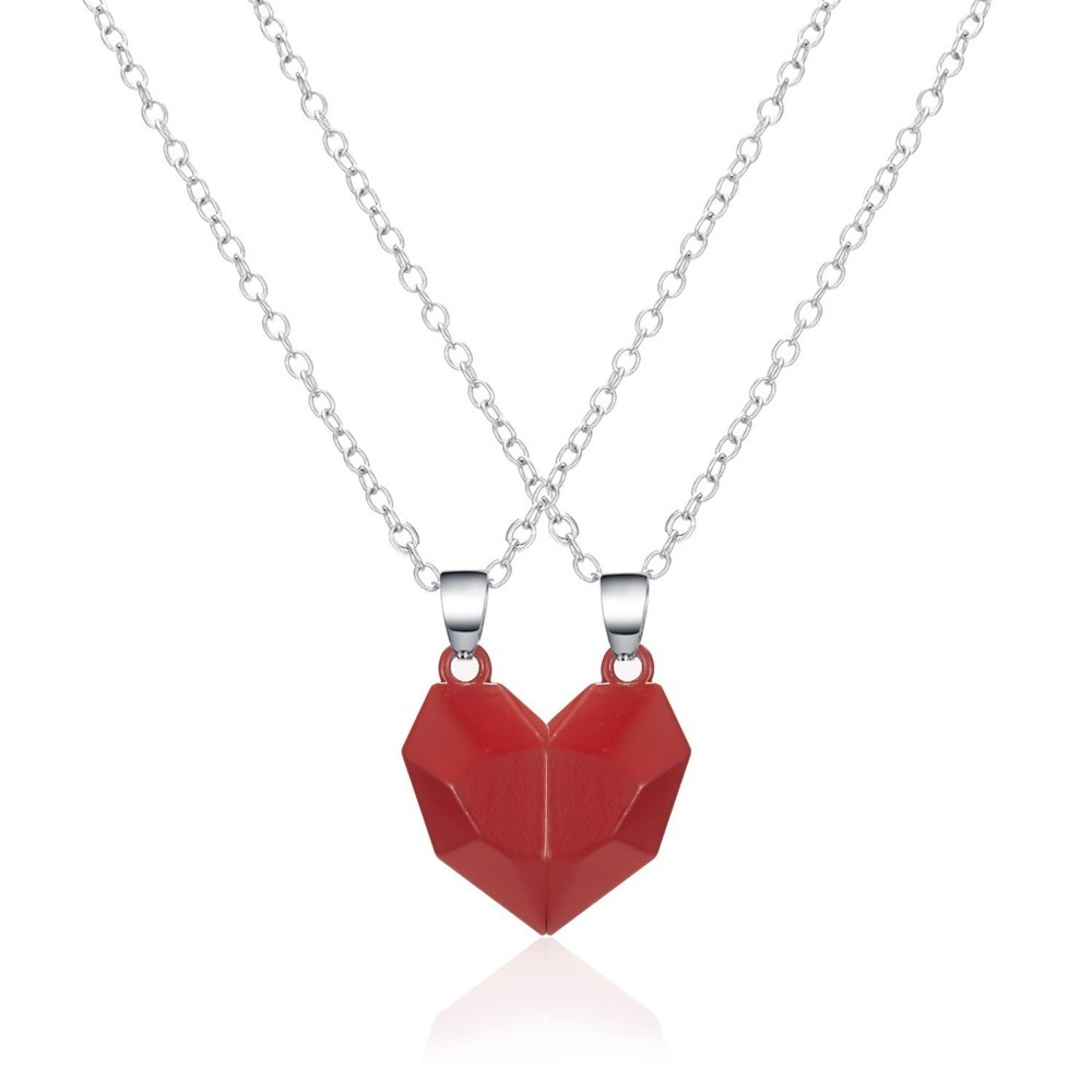 Fashion Couple Necklace Set Heart Magnetic Necklace For Couples Heart Combination Pendant Anniversa 5